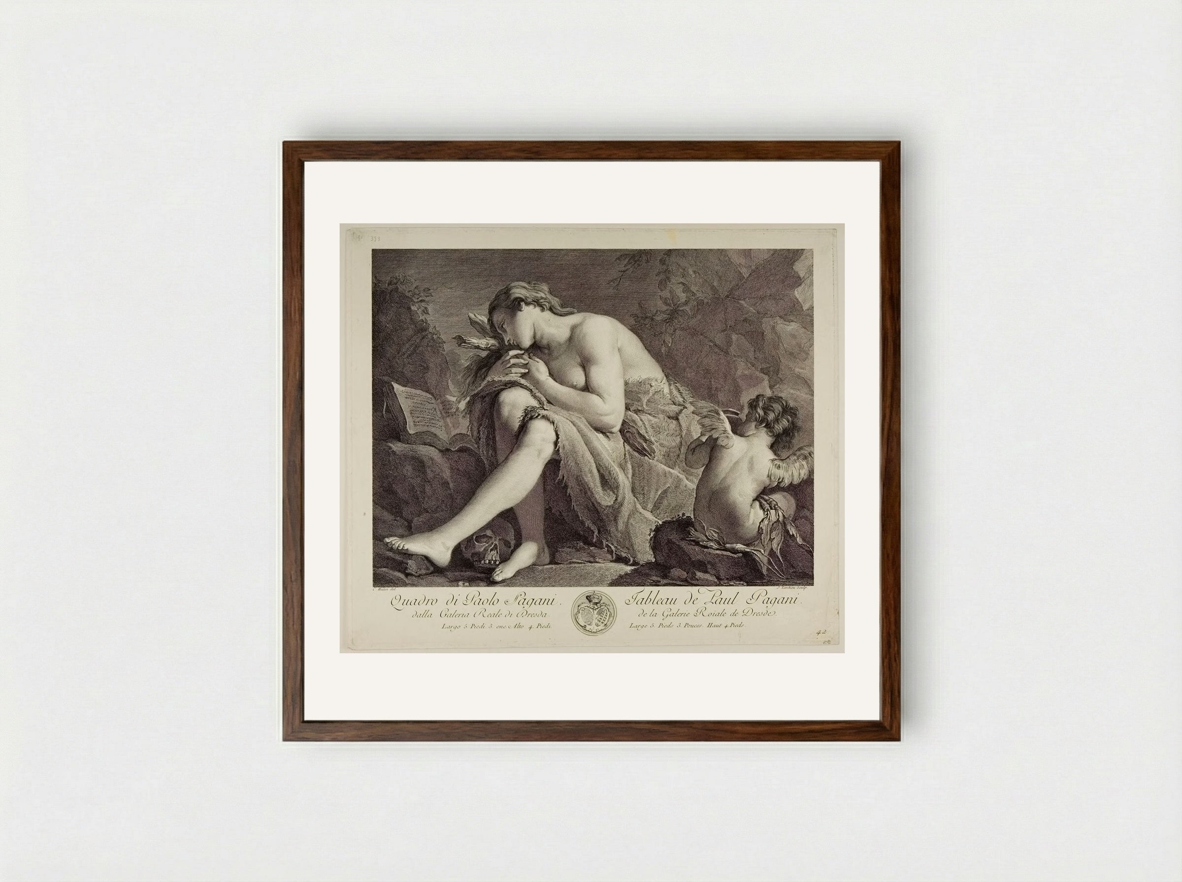 Penitent Magdalene - Jacques Nicolas Tardieu - Framed Print Dark Wood