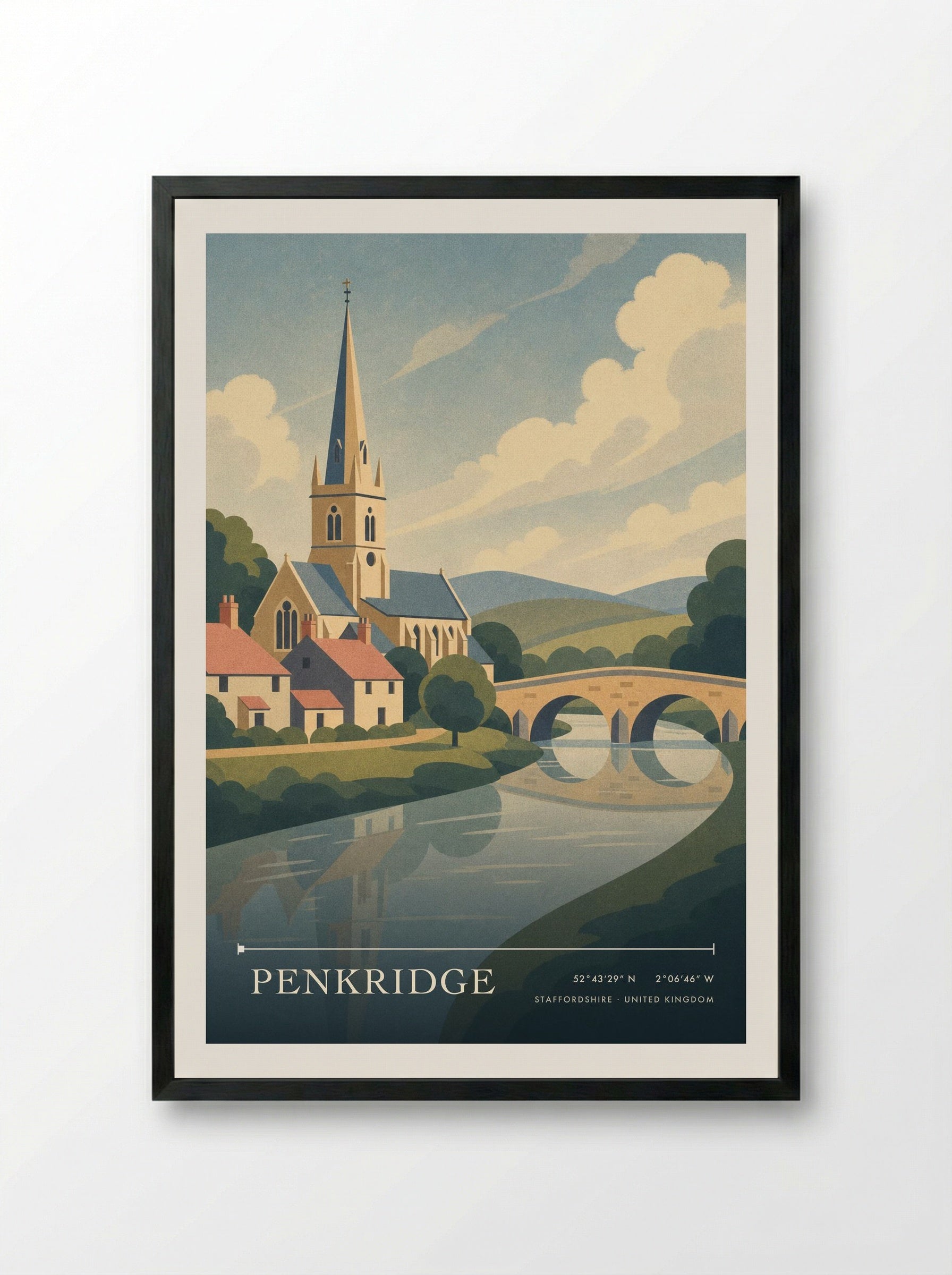 Penkridge Staffordshire United Kingdom Travel Poster - Framed Print Black