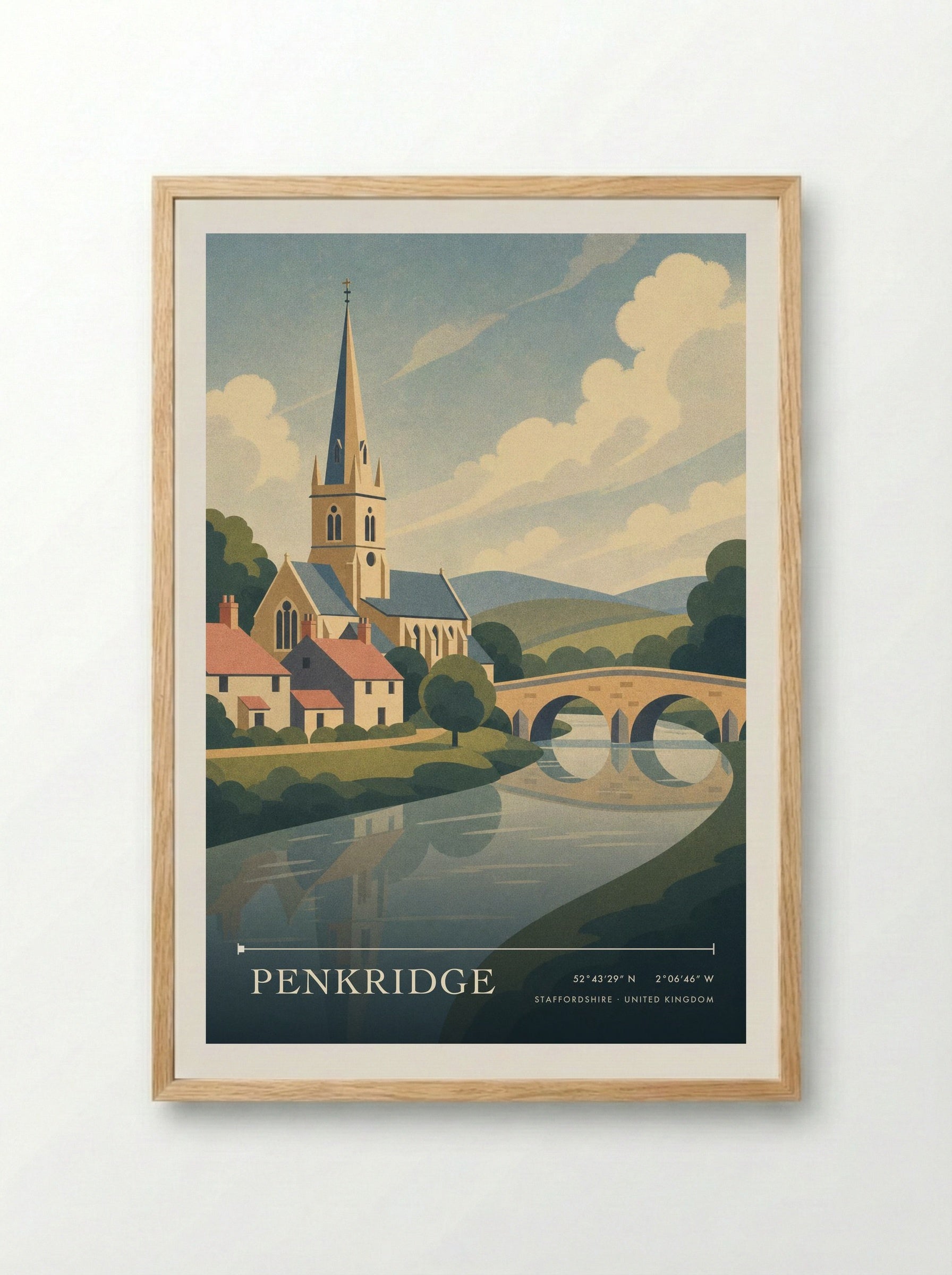 Penkridge Staffordshire United Kingdom Travel Poster - Framed Print Wood