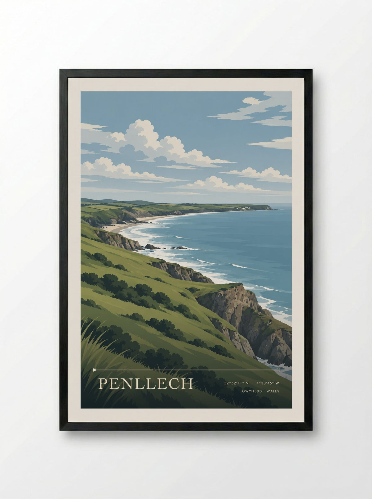 Penllech, Gwynedd | Travel Poster - Framed Print Black