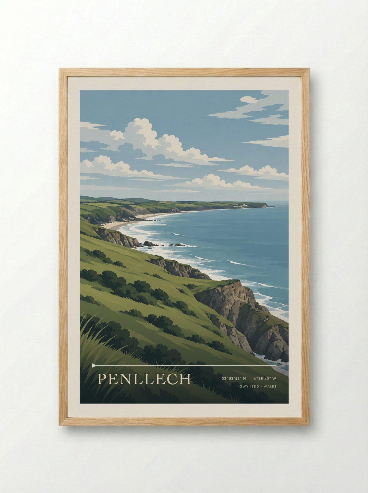 Penllech, Gwynedd | Travel Poster - Framed Print Wood