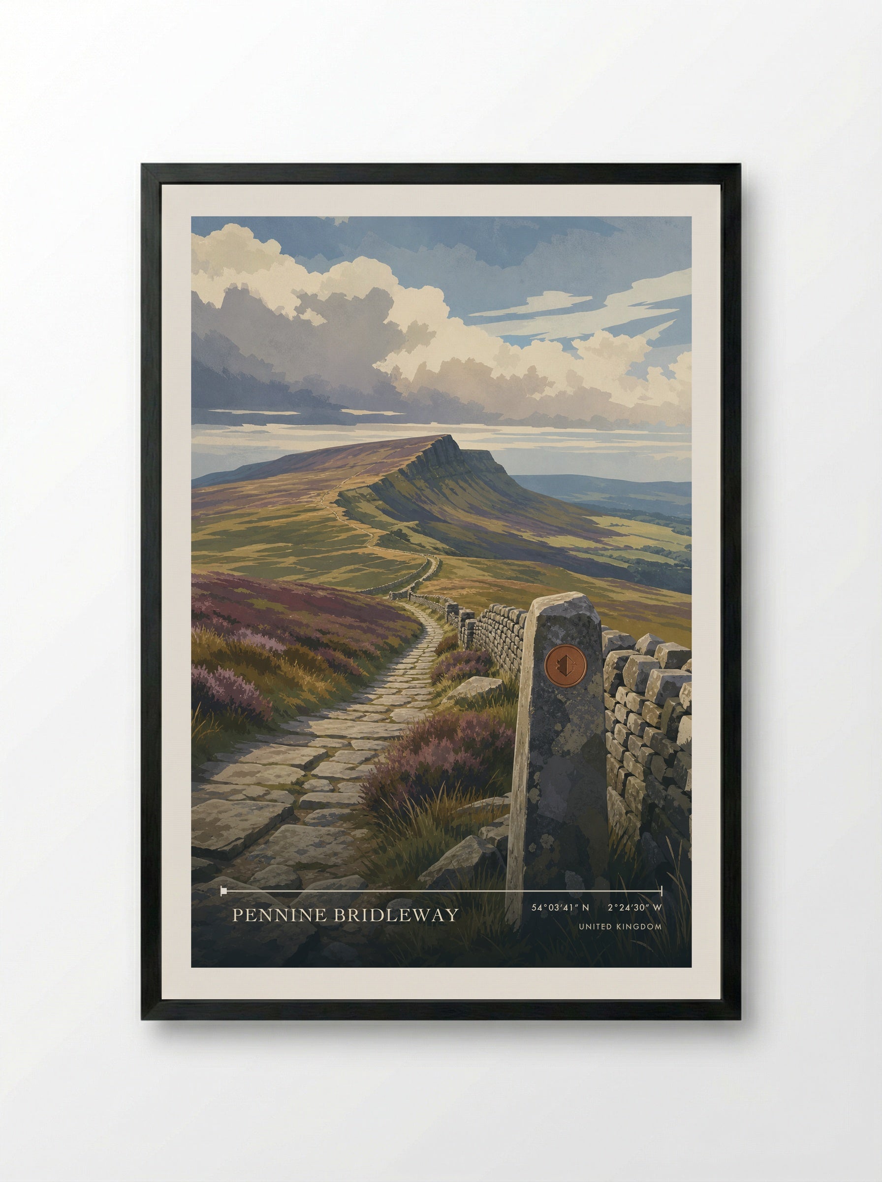 Pennine Bridleway United Kingdom Travel Poster - Framed Print Black