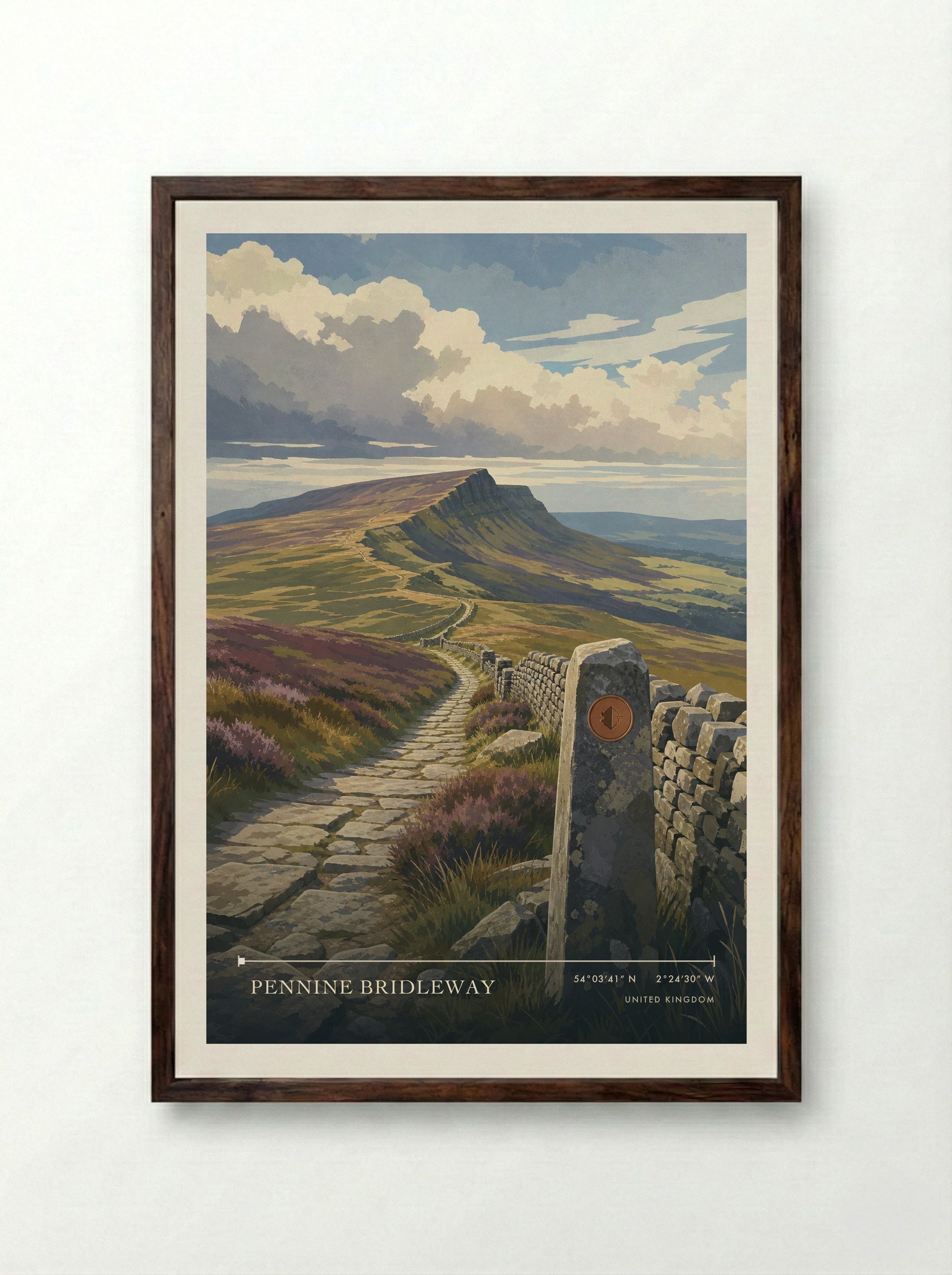 Pennine Bridleway United Kingdom Travel Poster - Framed Print Dark Wood