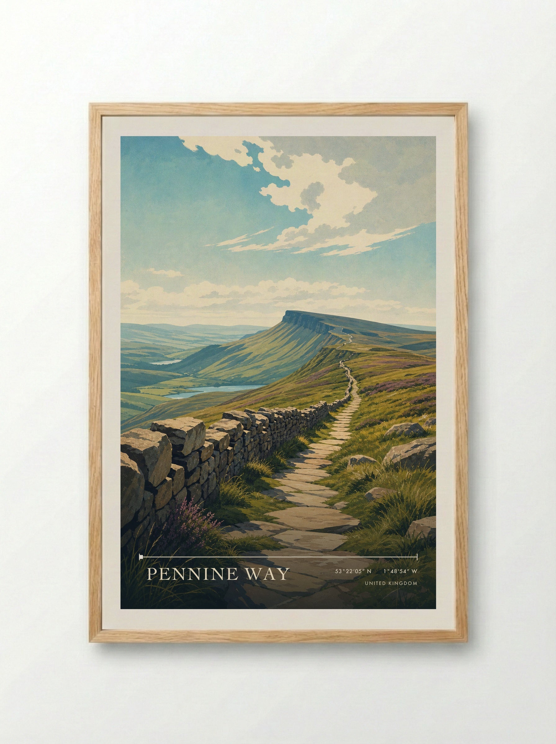 Pennine Way United Kingdom Travel Poster - Framed Print Wood