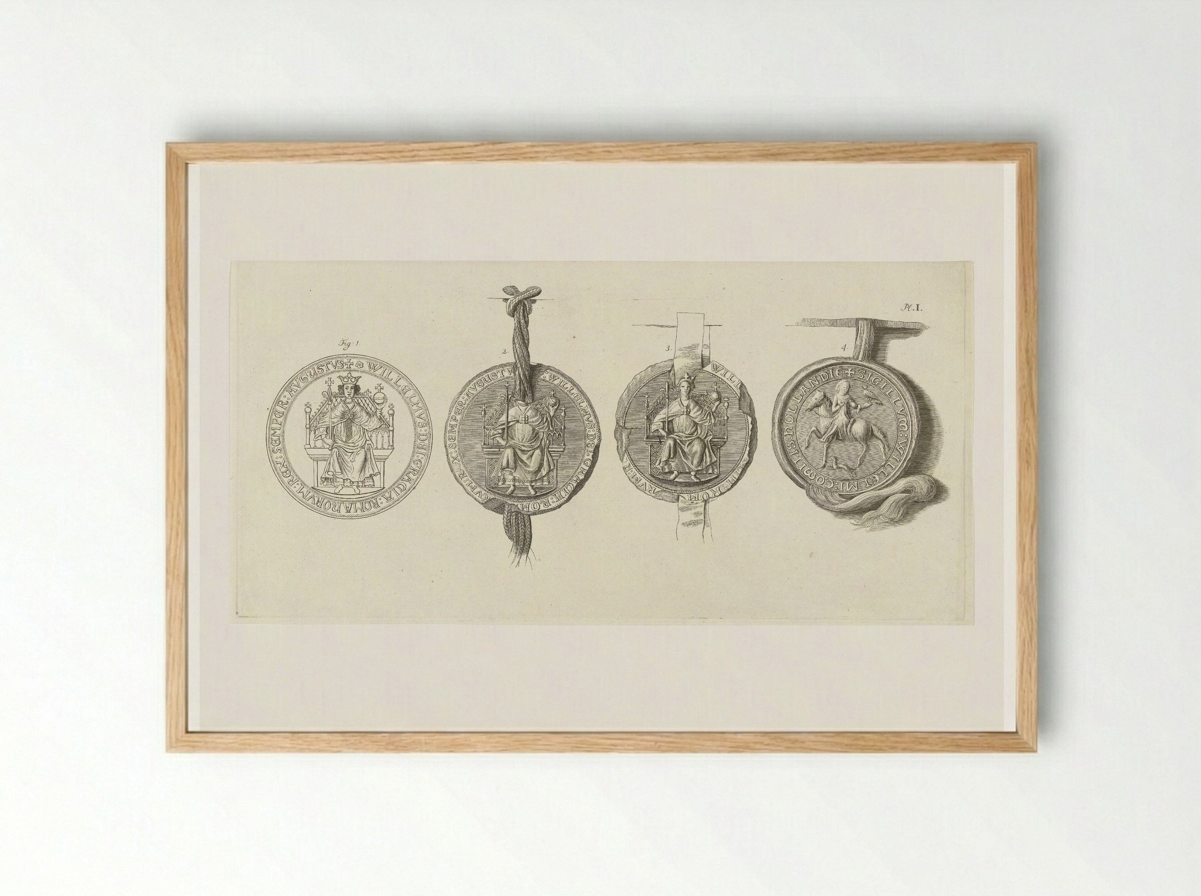 Penning en drie zegels met Willem II - Abraham Delfos - Framed Print Wood