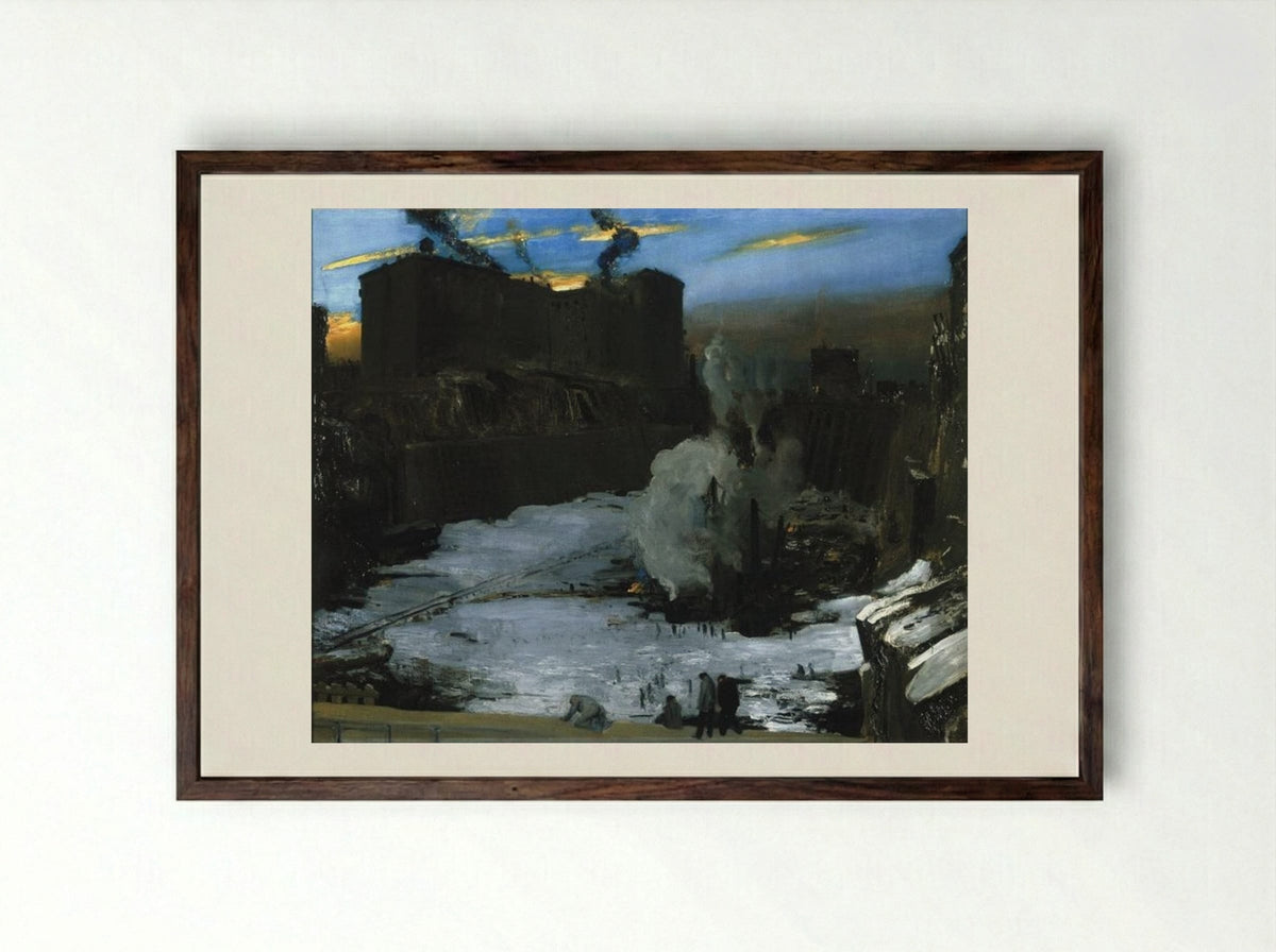 Pennsylvania Station Excavation - George Bellows - Framed Print Dark Wood