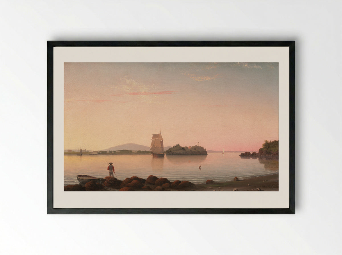 Penobscot Bay, Maine - Fitz Henry Lane - Framed Print Black