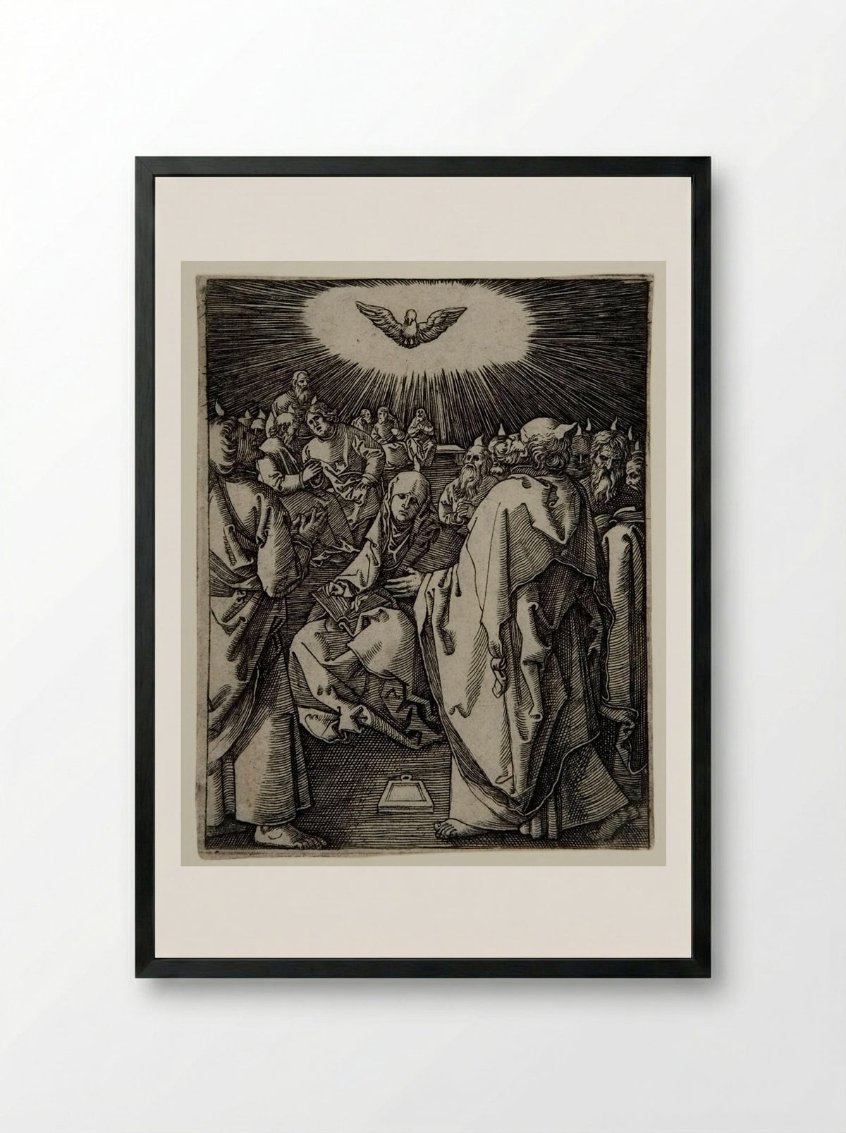 Pentecost - Marcantonio Raimondi - Framed Print Black
