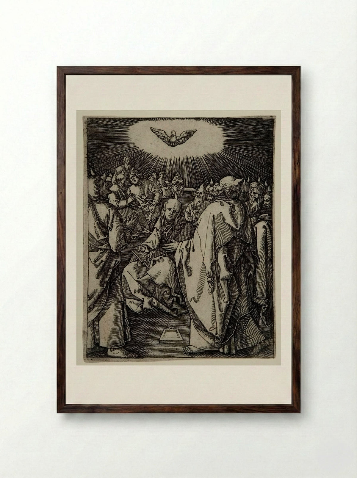 Pentecost - Marcantonio Raimondi - Framed Print Dark Wood