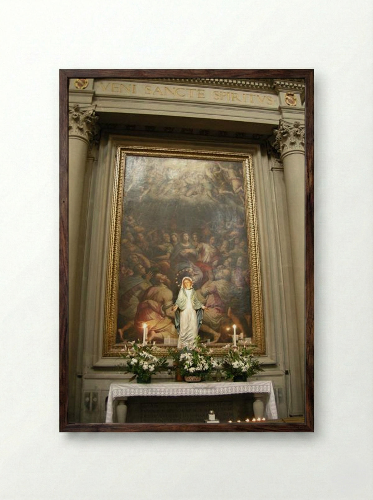 Pentecost - Giorgio Vasari - Framed Print Dark Wood