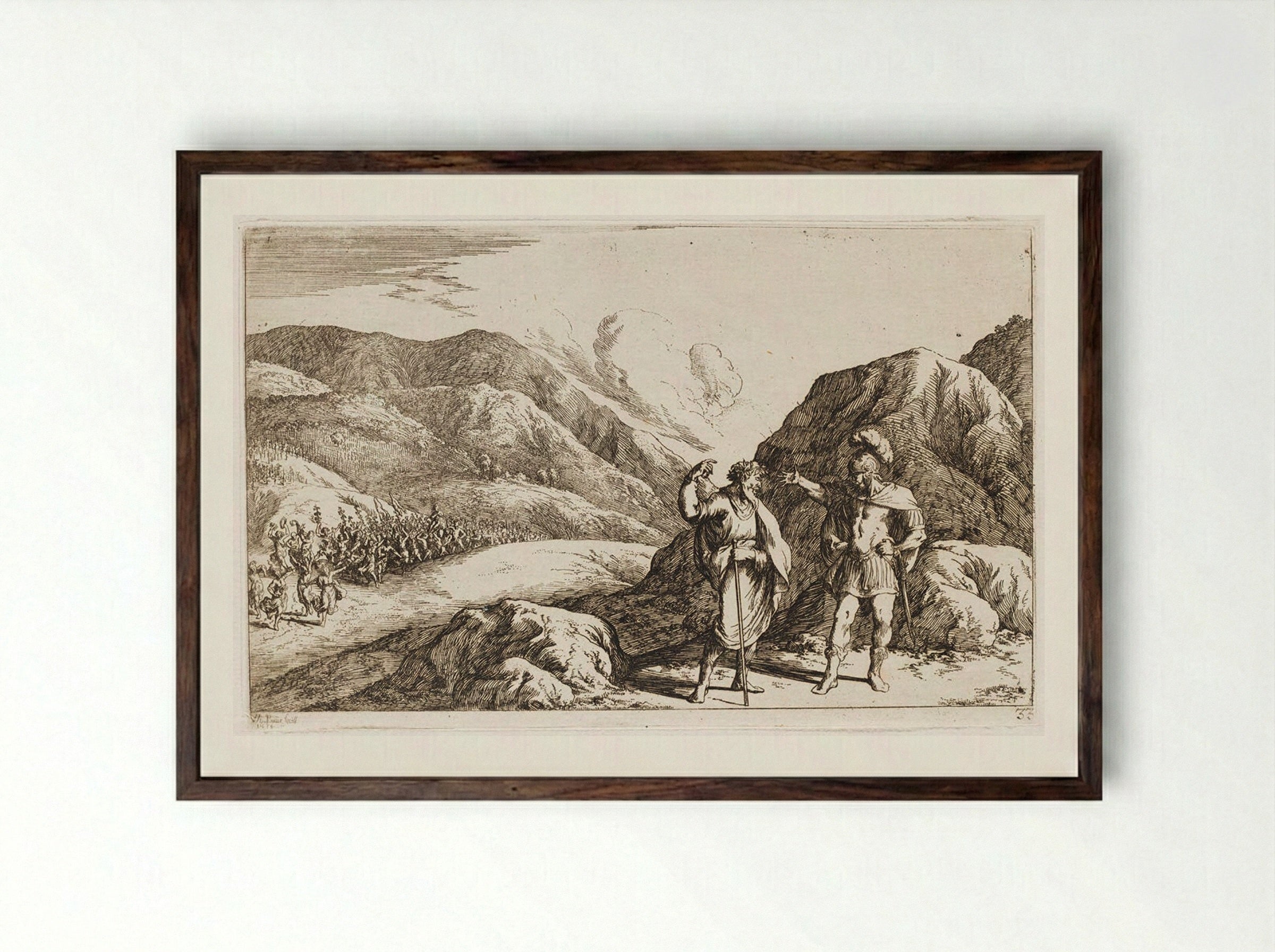 Pentheus Scorns the Prophecies of Tiresias - Johann Wilhelm Baur - Framed Print Dark Wood