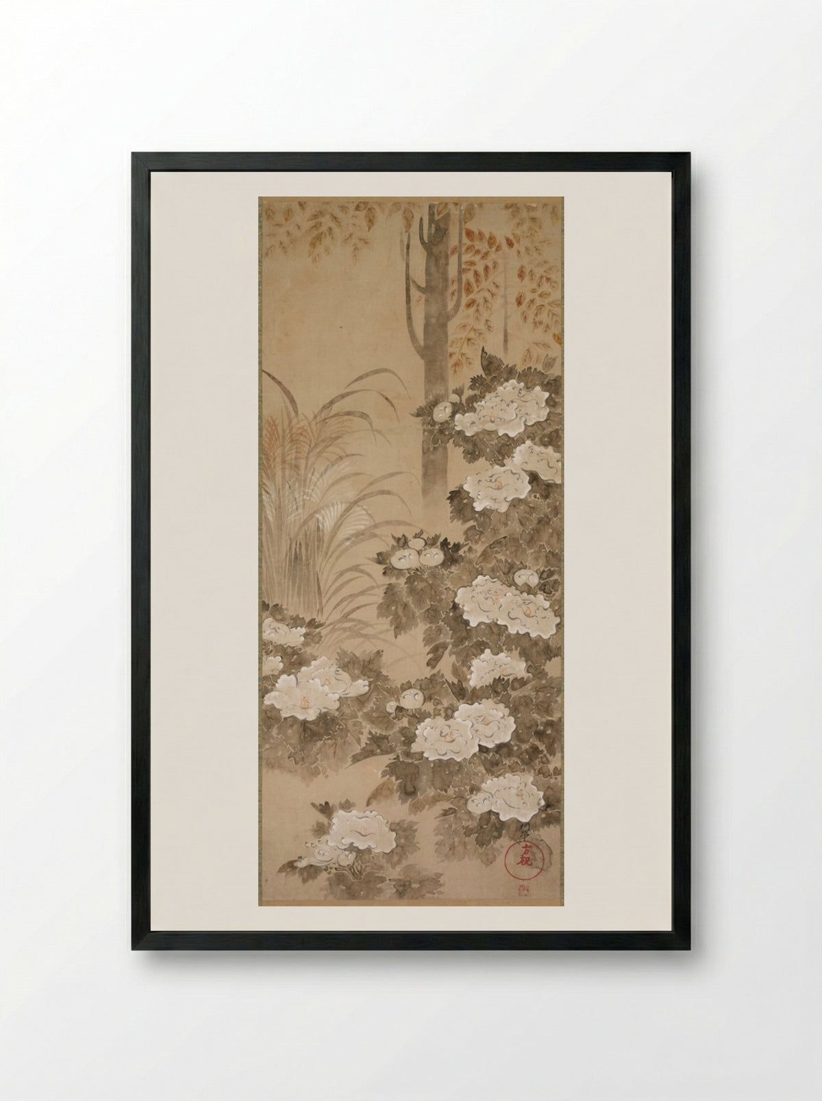 Peonies - Tatebayashi Kagei - Framed Print Black
