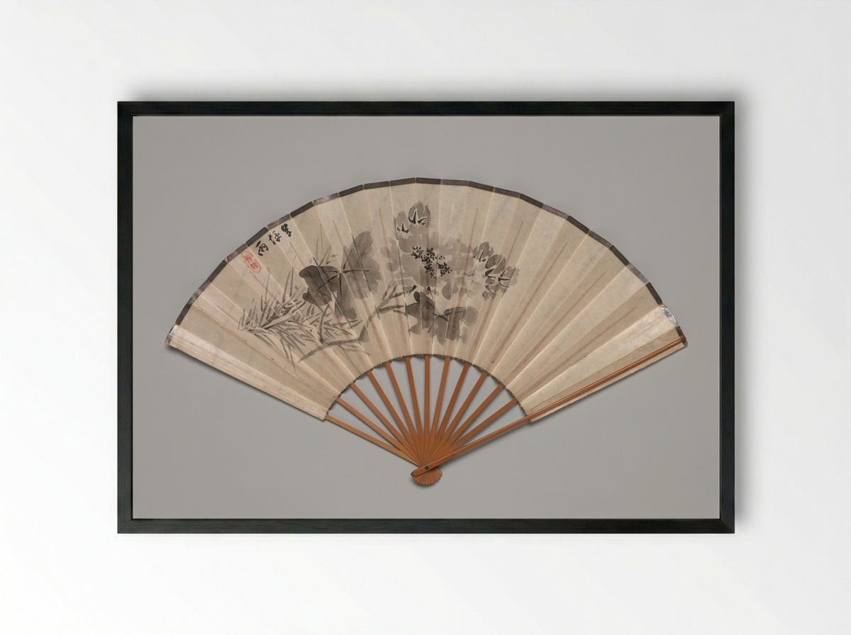 Peony (Folding Fan) - Takahashi Sōhei - Framed Print Black