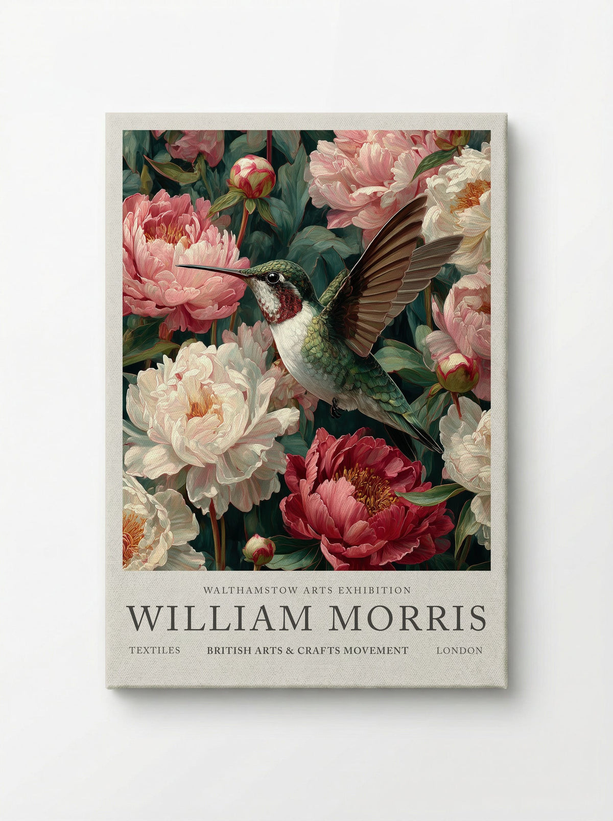 Peony Hummingbird Flight - William Morris - Canvas