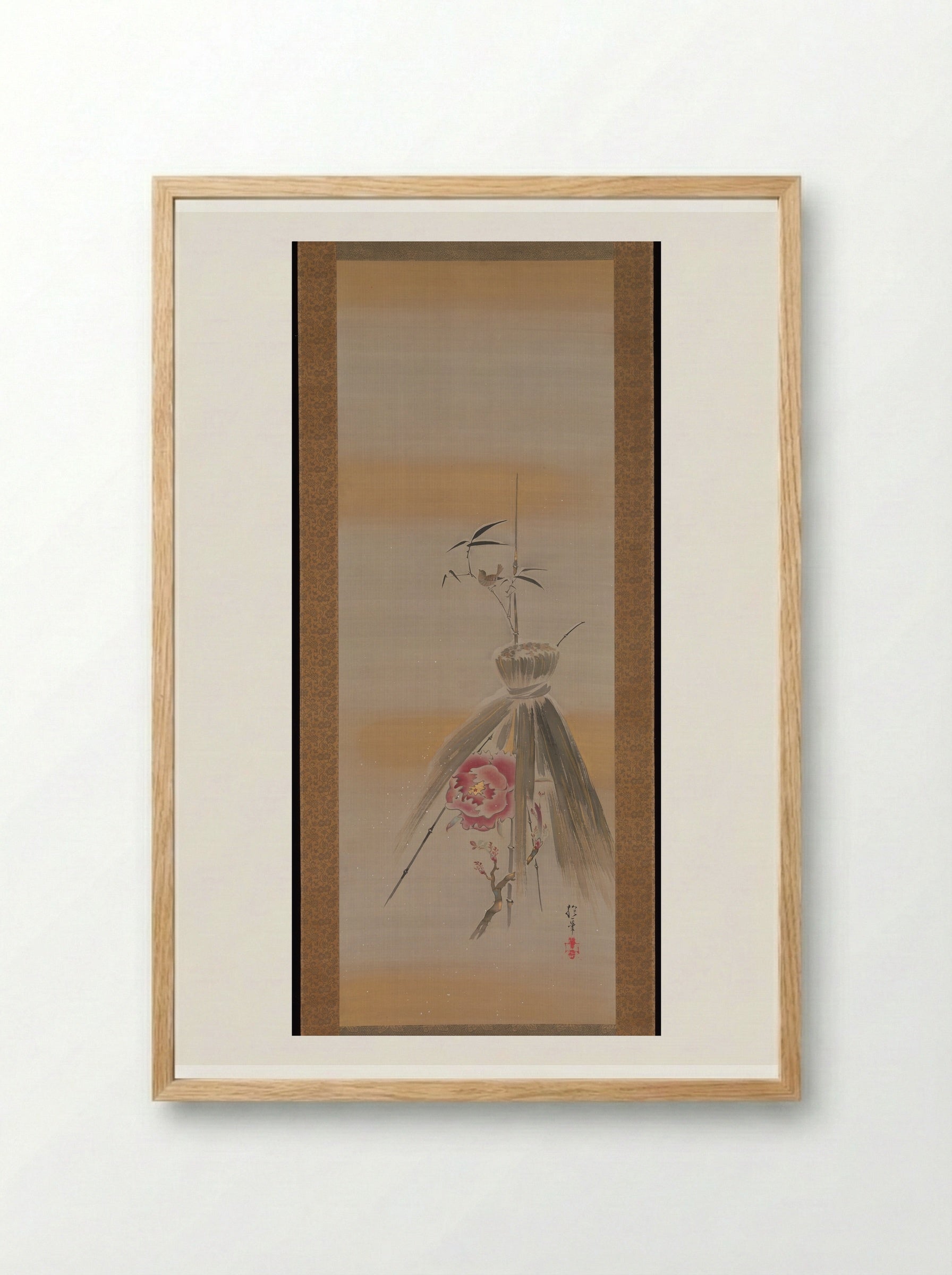 Peony Sheltered by Rice Straw - Sakai Hōitsu - Framed Print Wood