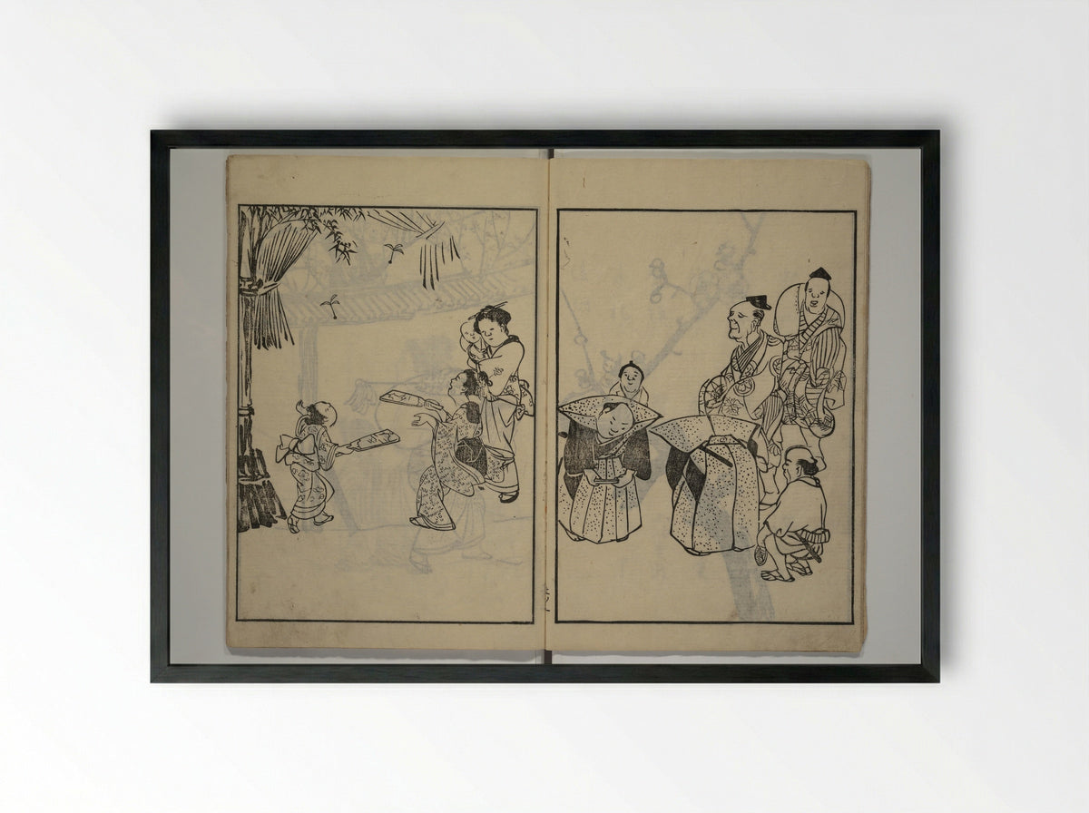 People of Yamato Picture Album - Yamaguchi Soken - Framed Print Black