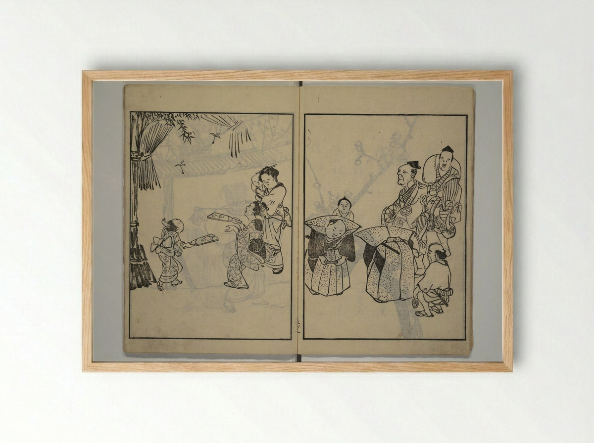 People of Yamato Picture Album - Yamaguchi Soken - Framed Print Wood