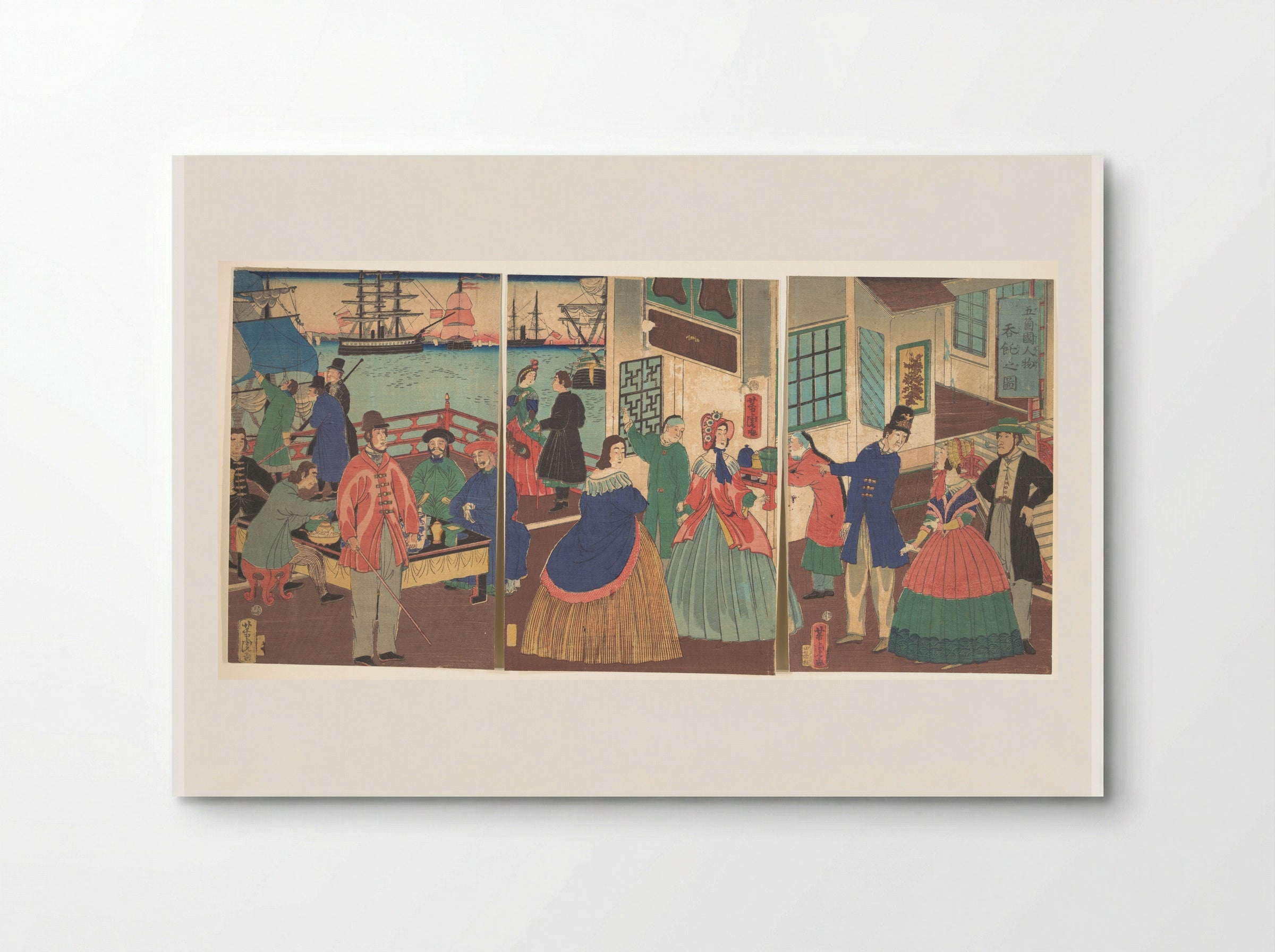 People of the Five Nations Drinking and Eating (Gokakoku jinbutsu dontaku no zu) - Utagawa Yoshitora - Poster