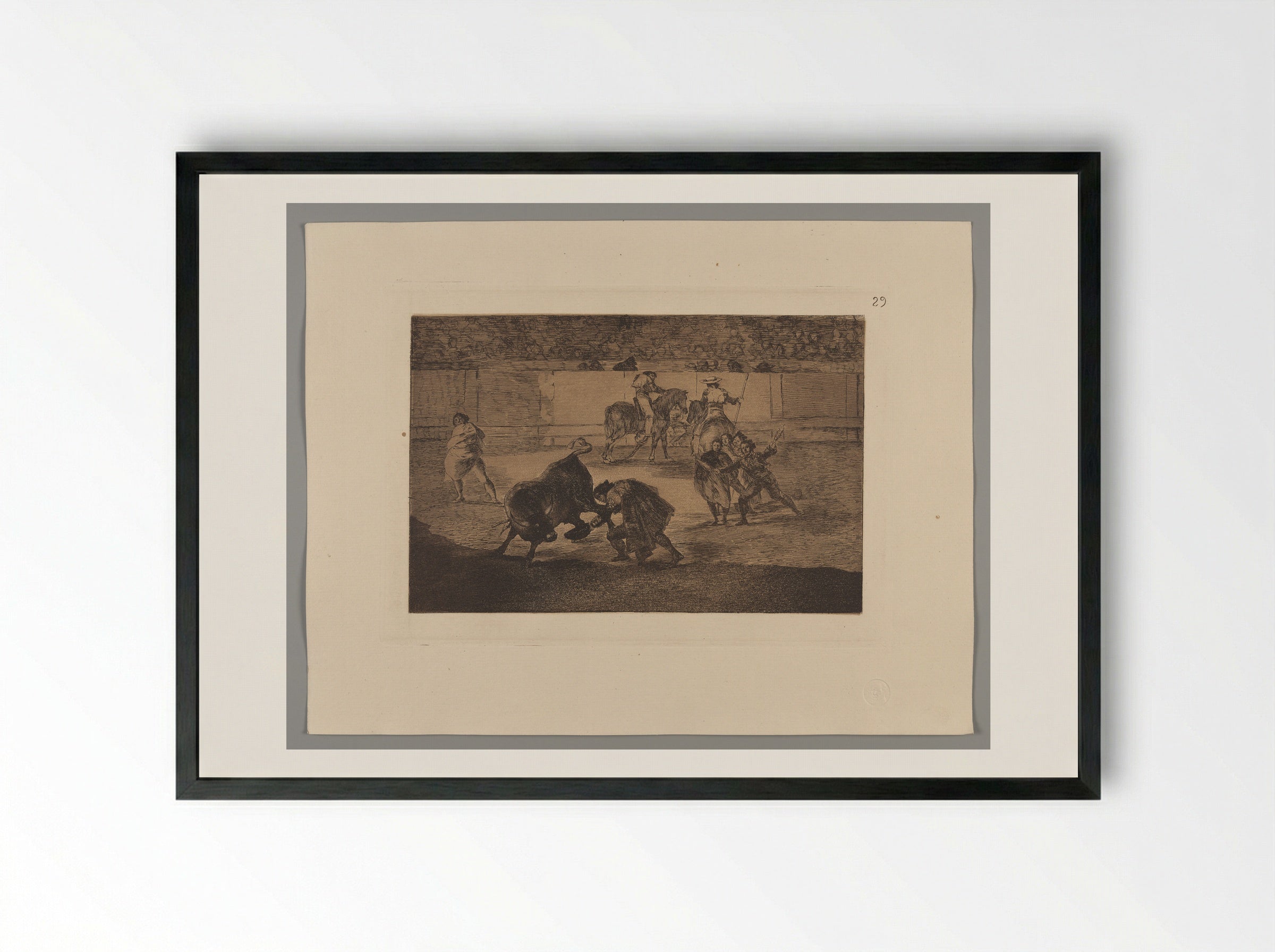 Pepe Illo Making the Pass of the 'Recorte' - Francisco José de Goya y Lucientes - Framed Print Black