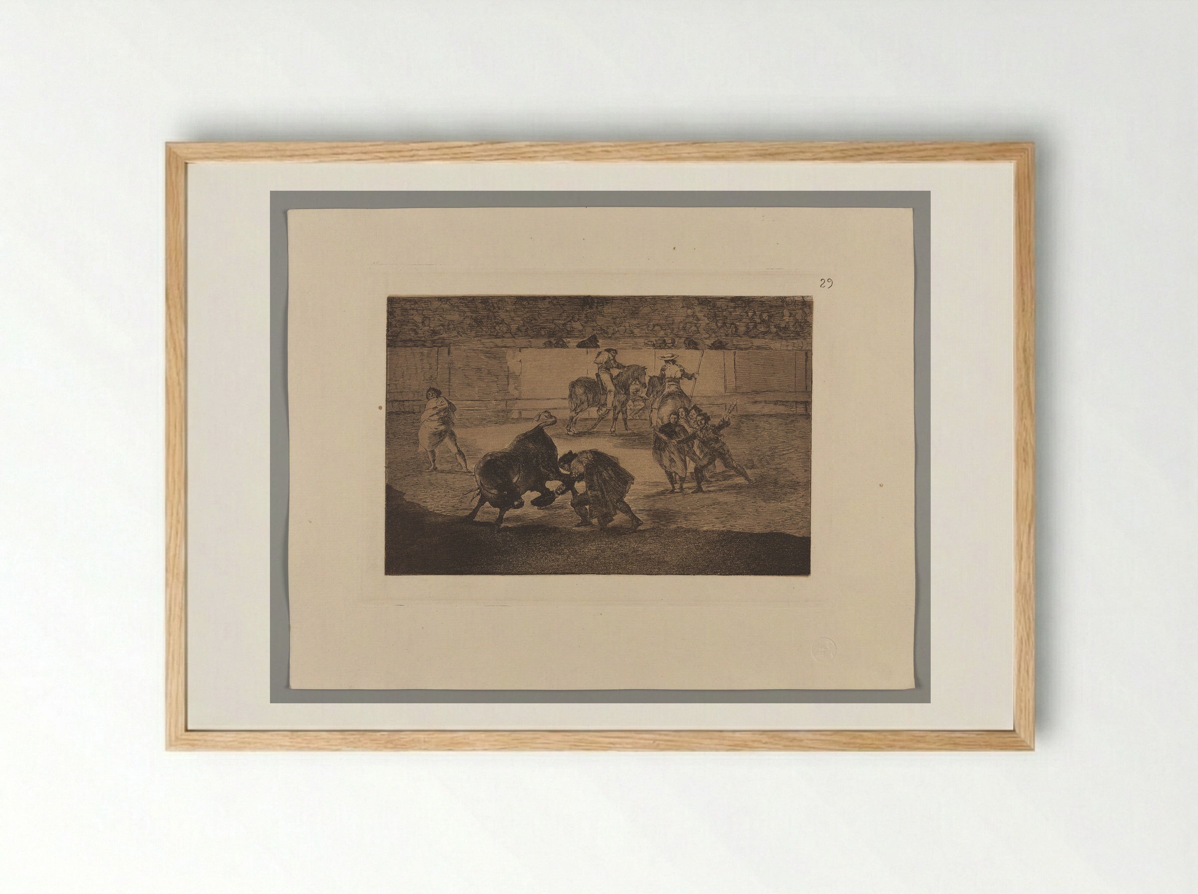 Pepe Illo Making the Pass of the 'Recorte' - Francisco José de Goya y Lucientes - Framed Print Wood