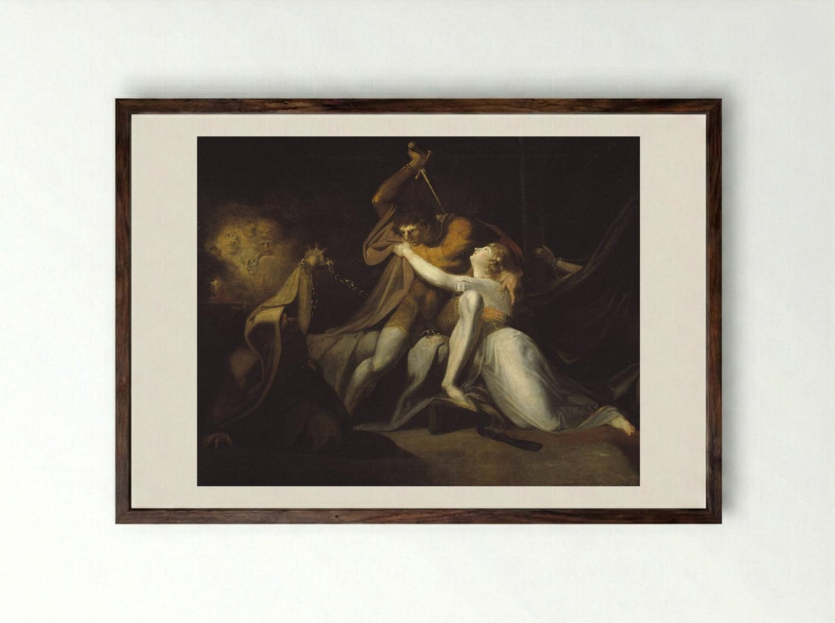 Percival Delivering Belisane from the Enchantment of Urma - Henry Fuseli - Framed Print Dark Wood