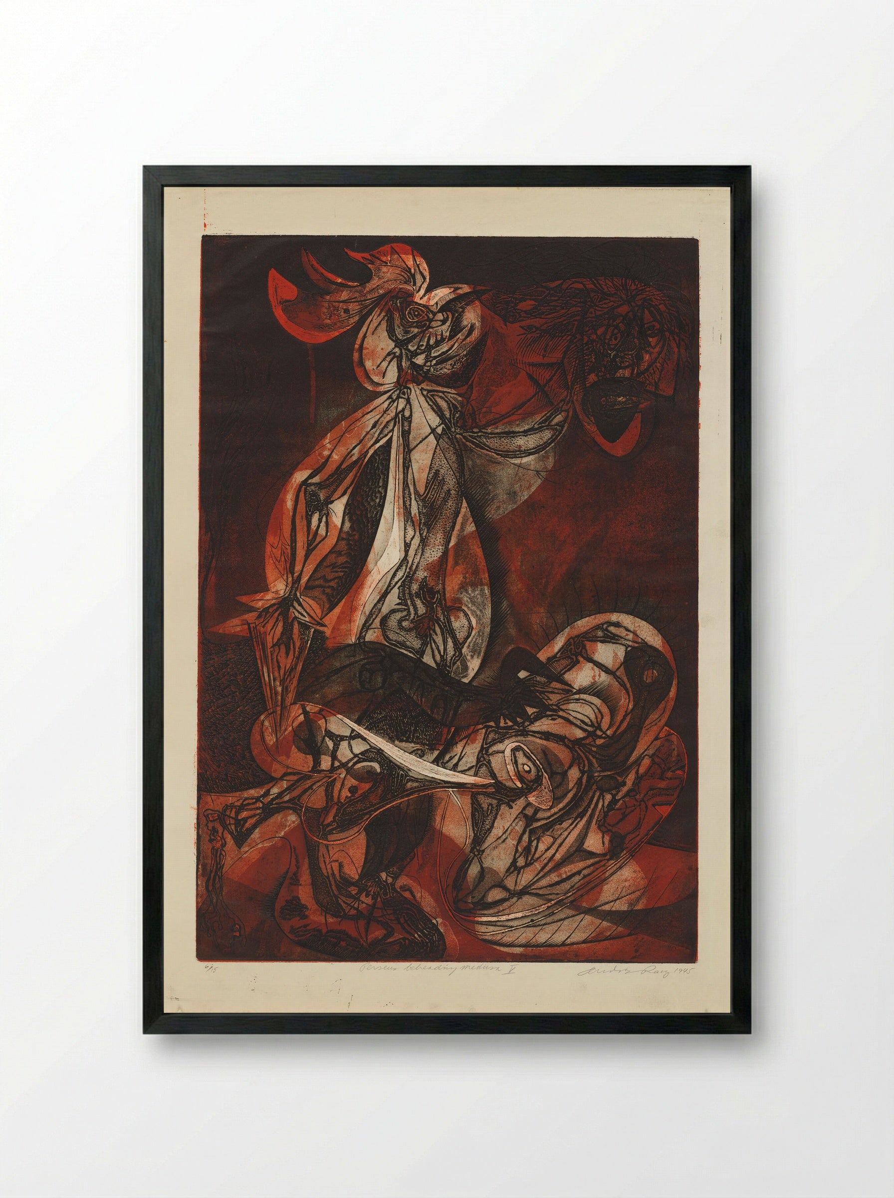 Perseus Beheading Medusa V - André Racz - Framed Print Black