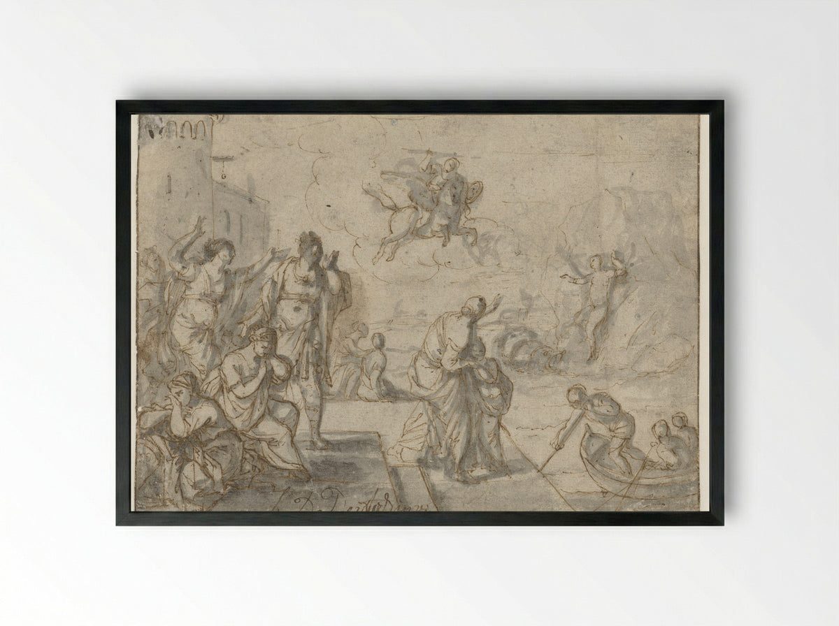 Perseus and Andromeda - Louis de Deyster - Framed Print Black