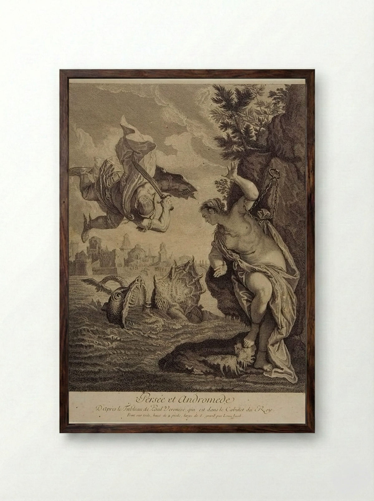 Perseus and Andromeda - Louis Jacob - Framed Print Dark Wood