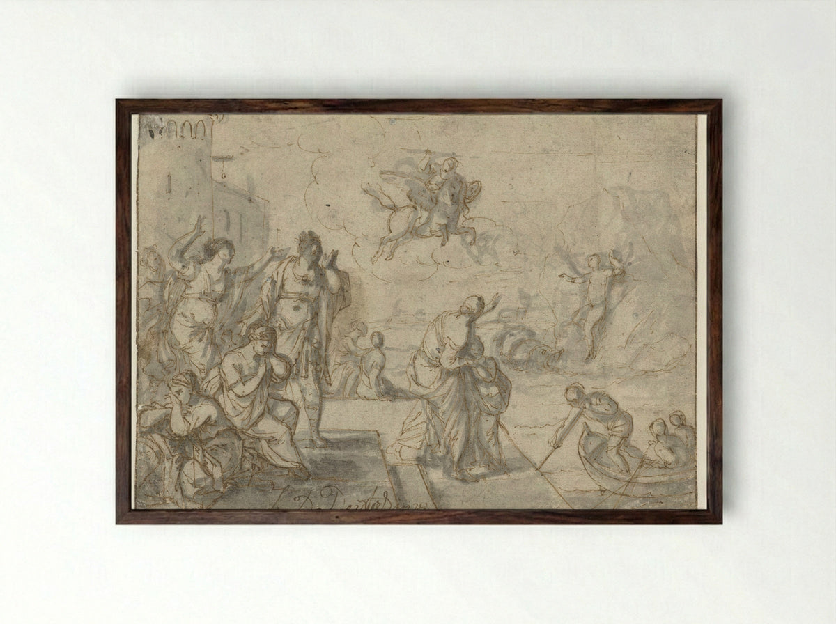 Perseus and Andromeda - Louis de Deyster - Framed Print Dark Wood