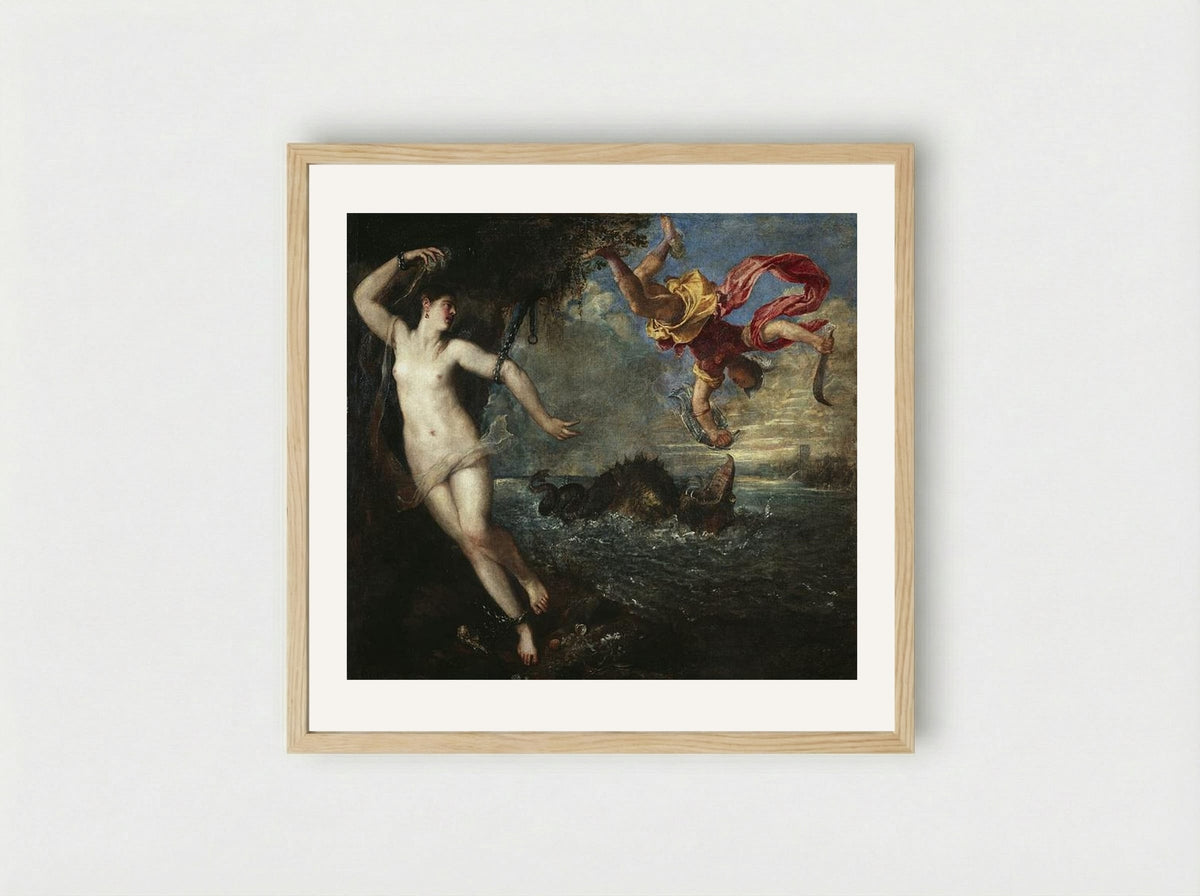 Perseus and Andromeda - Titian - Framed Print Wood