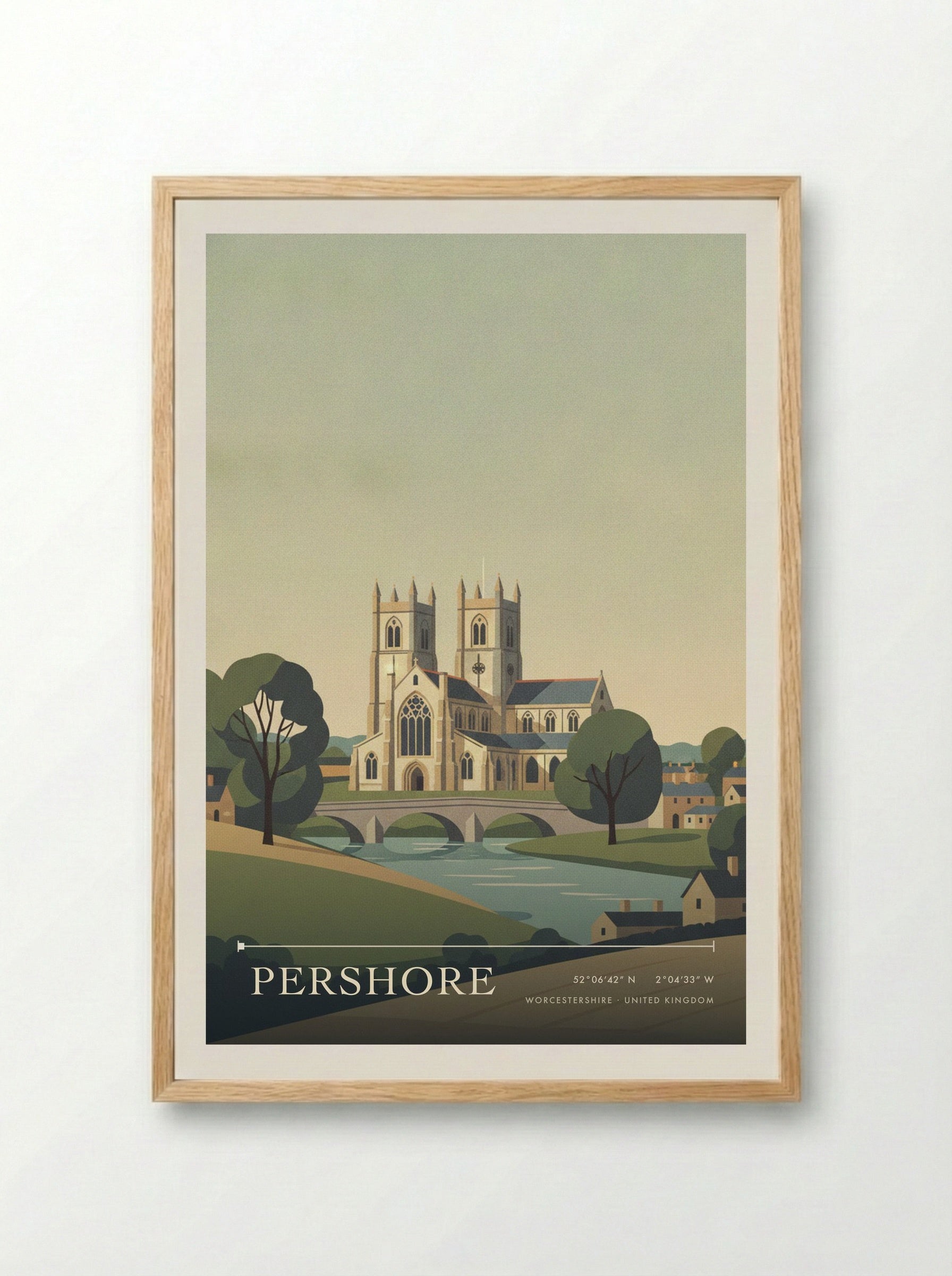 Pershore Worcestershire United Kingdom Travel Poster - Framed Print Wood