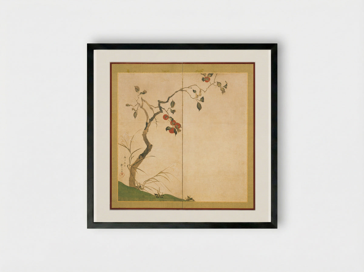 Persimmon Tree - Sakai Hōitsu - Framed Print Black
