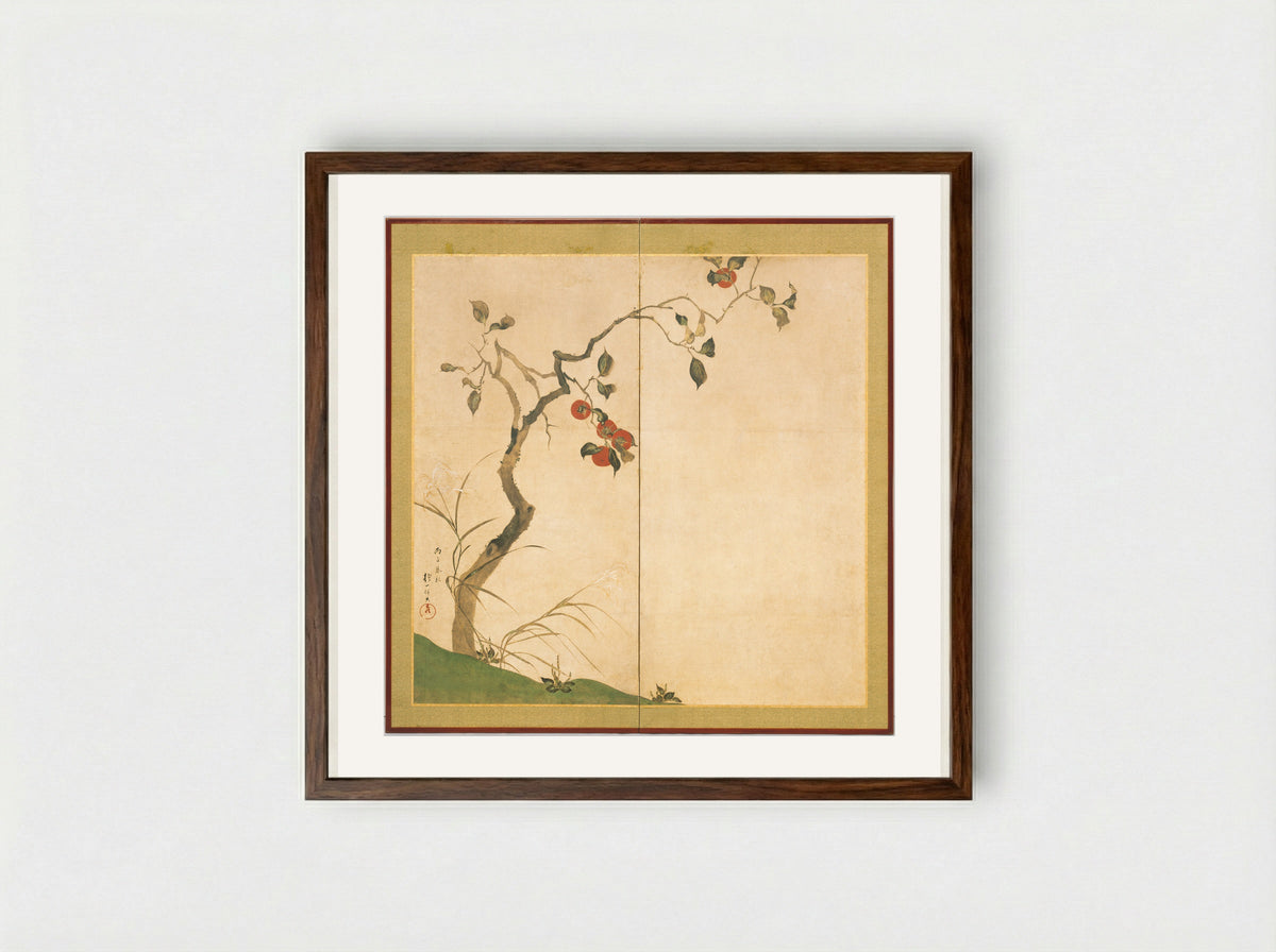 Persimmon Tree - Sakai Hōitsu - Framed Print Dark Wood