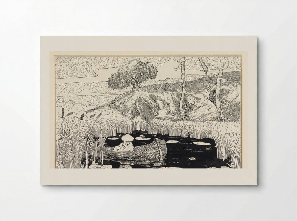 Person in a Boat on a Lily Pond - C. Lapine - Poster