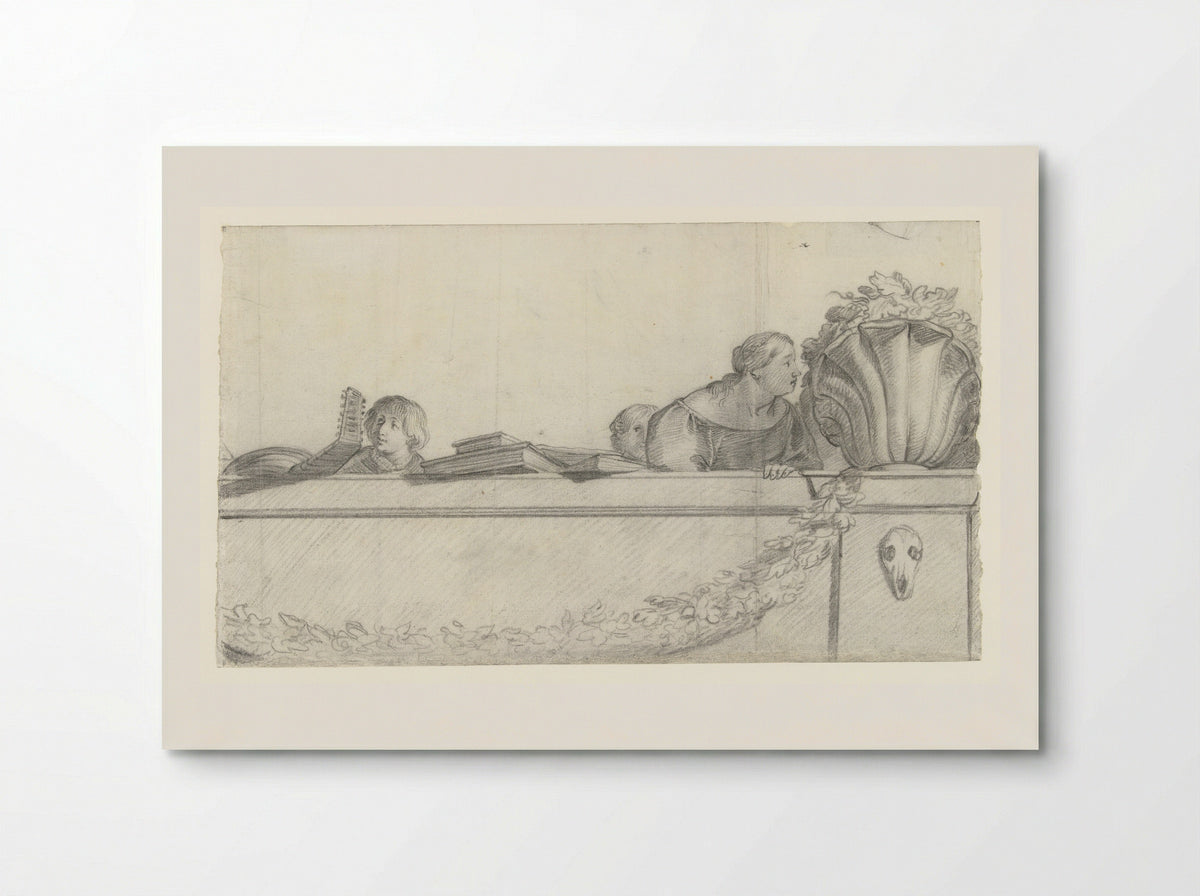 Personen op een balustrade met festoenen - Cornelis Holsteyn - Poster