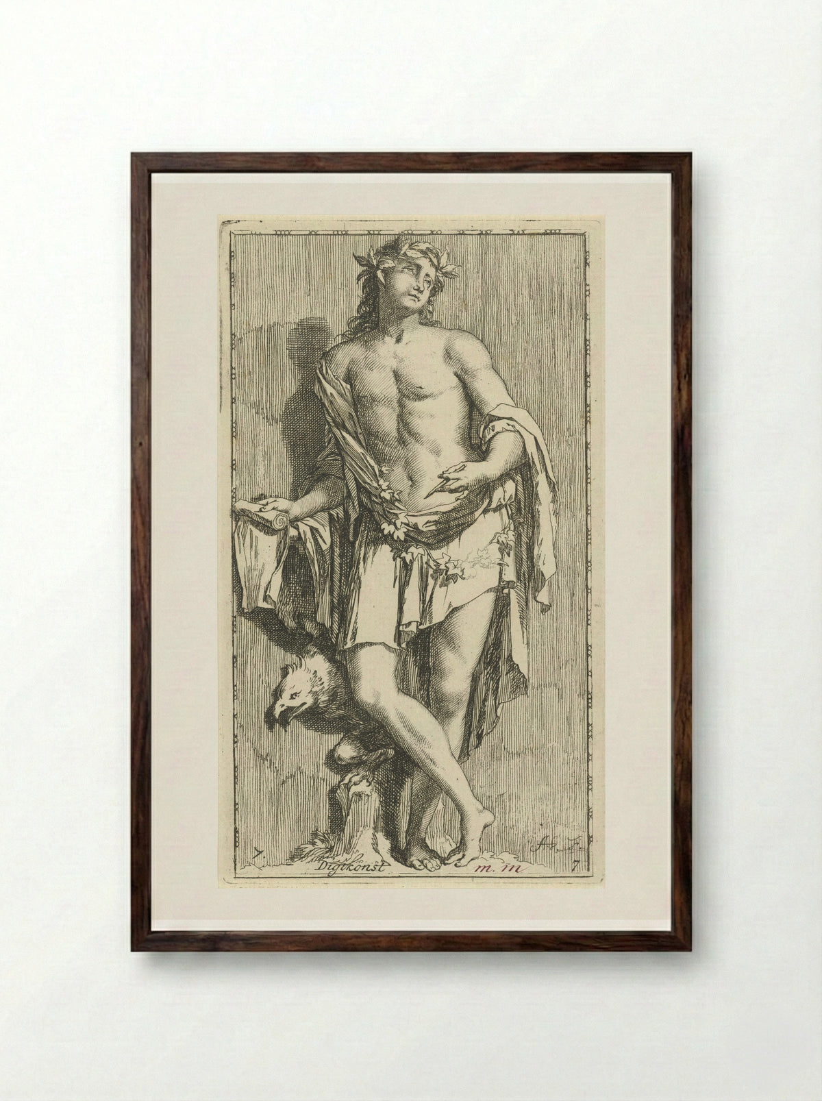 Personificatie van de dichtkunst - Leonard Schenk - Framed Print Dark Wood