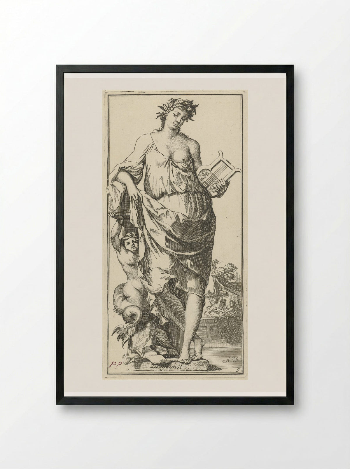 Personificatie van de zangkunst - Leonard Schenk - Framed Print Black