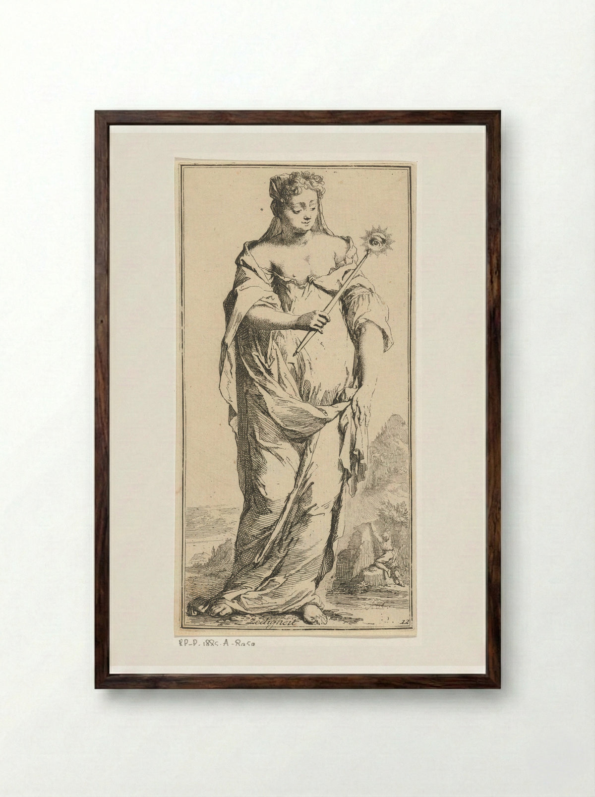 Personificatie van de zedigheid - Leonard Schenk - Framed Print Dark Wood