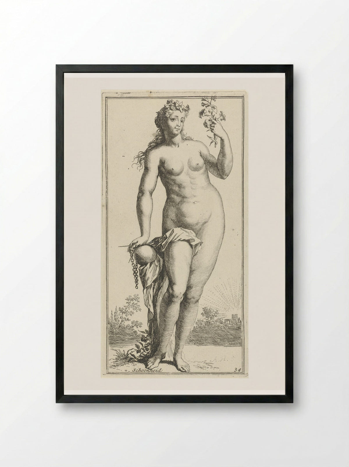Personificatie van schoonheid - Leonard Schenk - Framed Print Black
