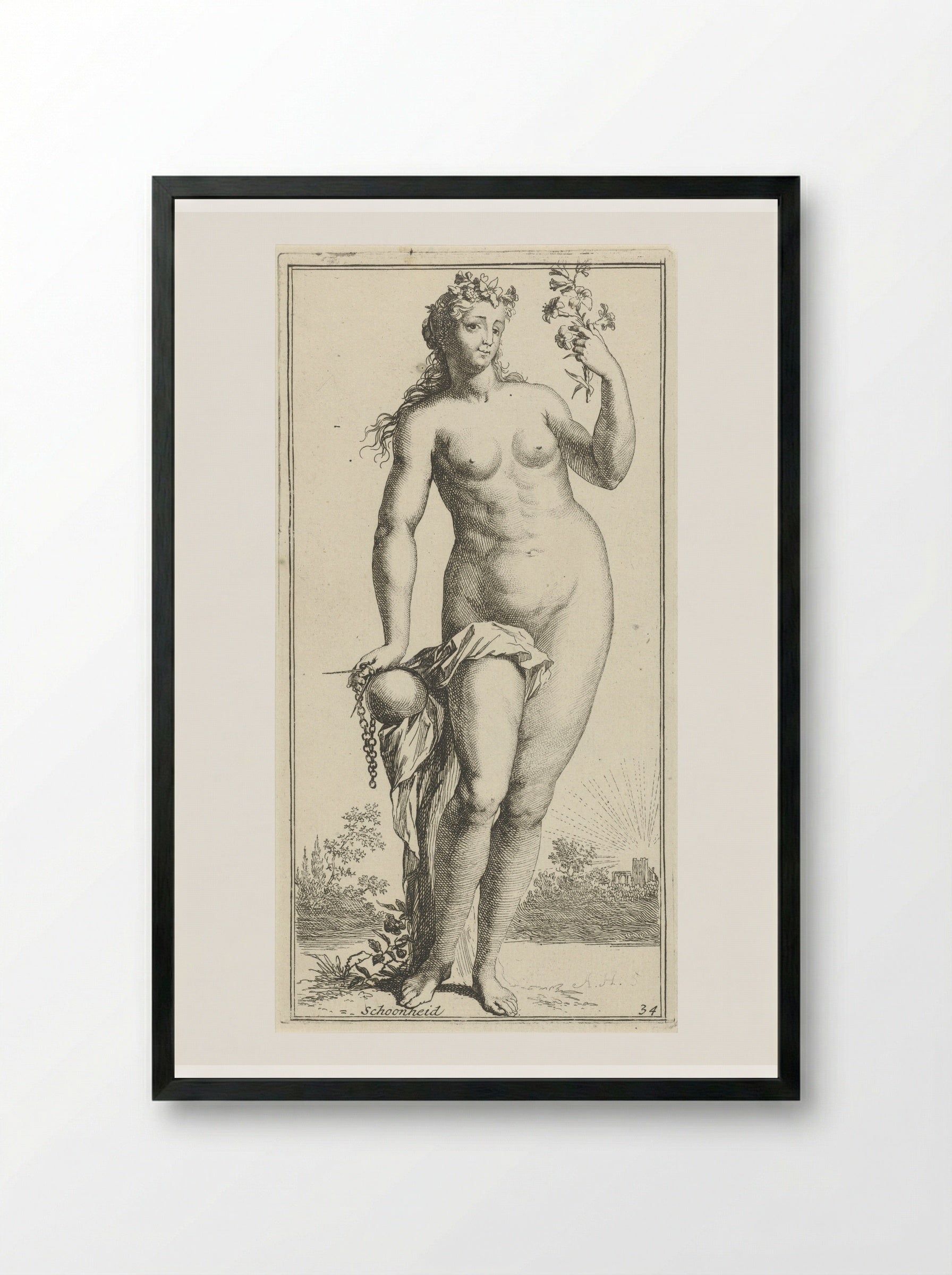 Personificatie van schoonheid - Leonard Schenk - Framed Print Black