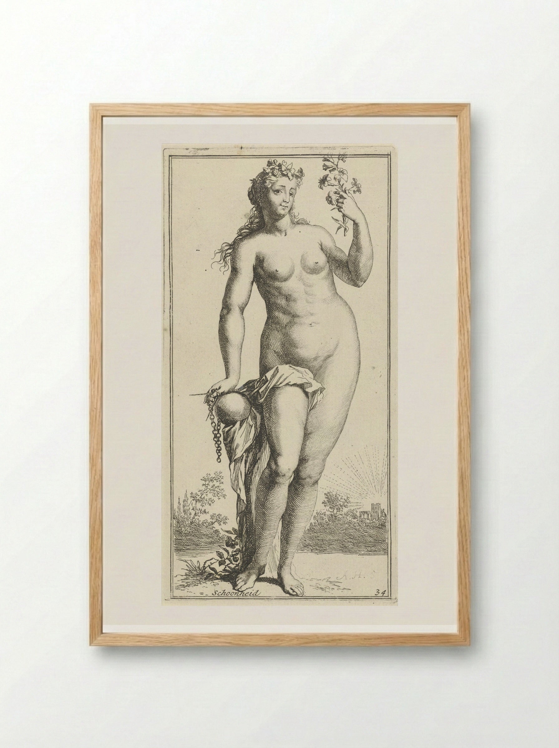 Personificatie van schoonheid - Leonard Schenk - Framed Print Wood