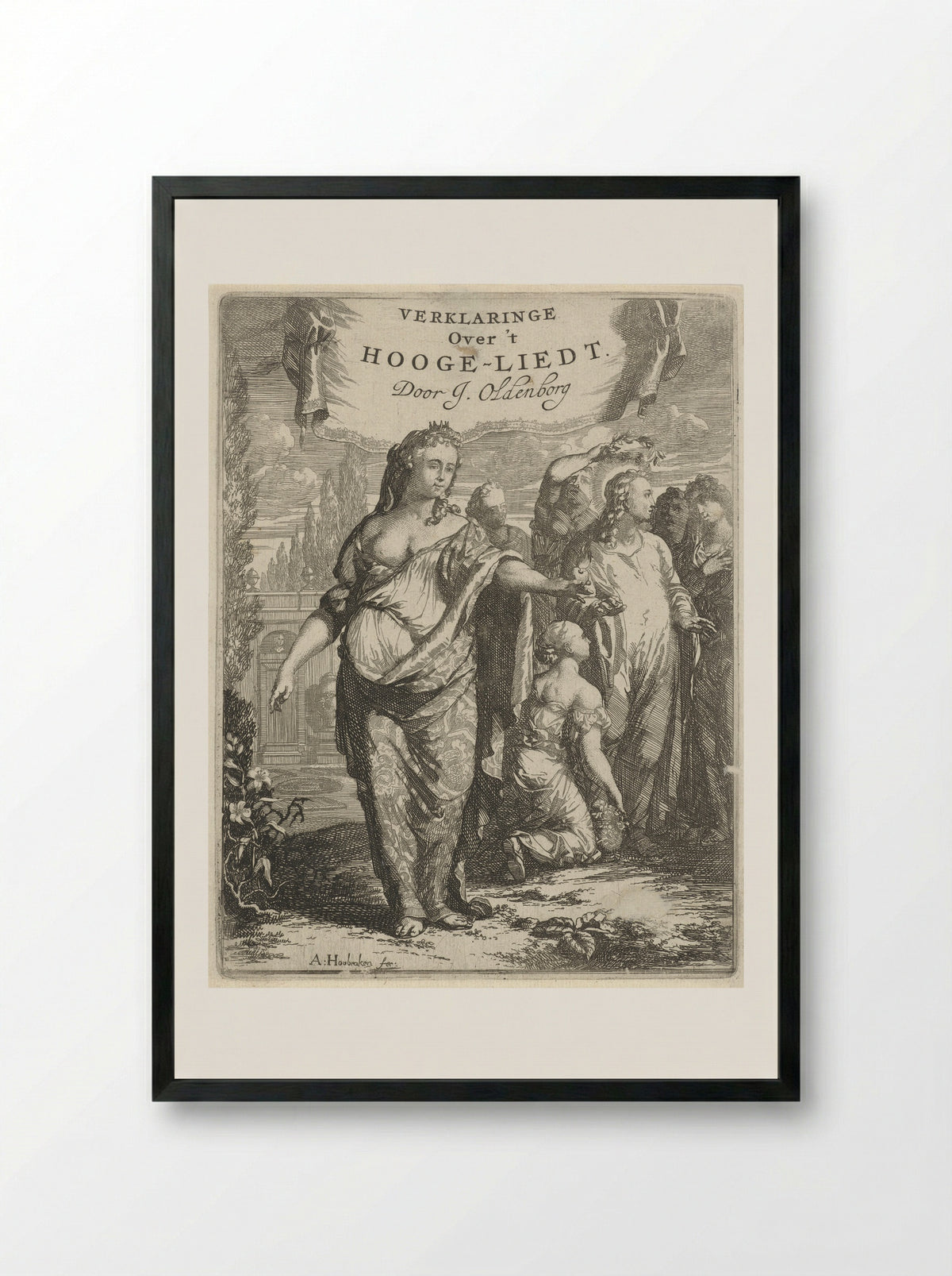Personified Love and the Crowned Christ - Arnold Houbraken - Framed Print Black