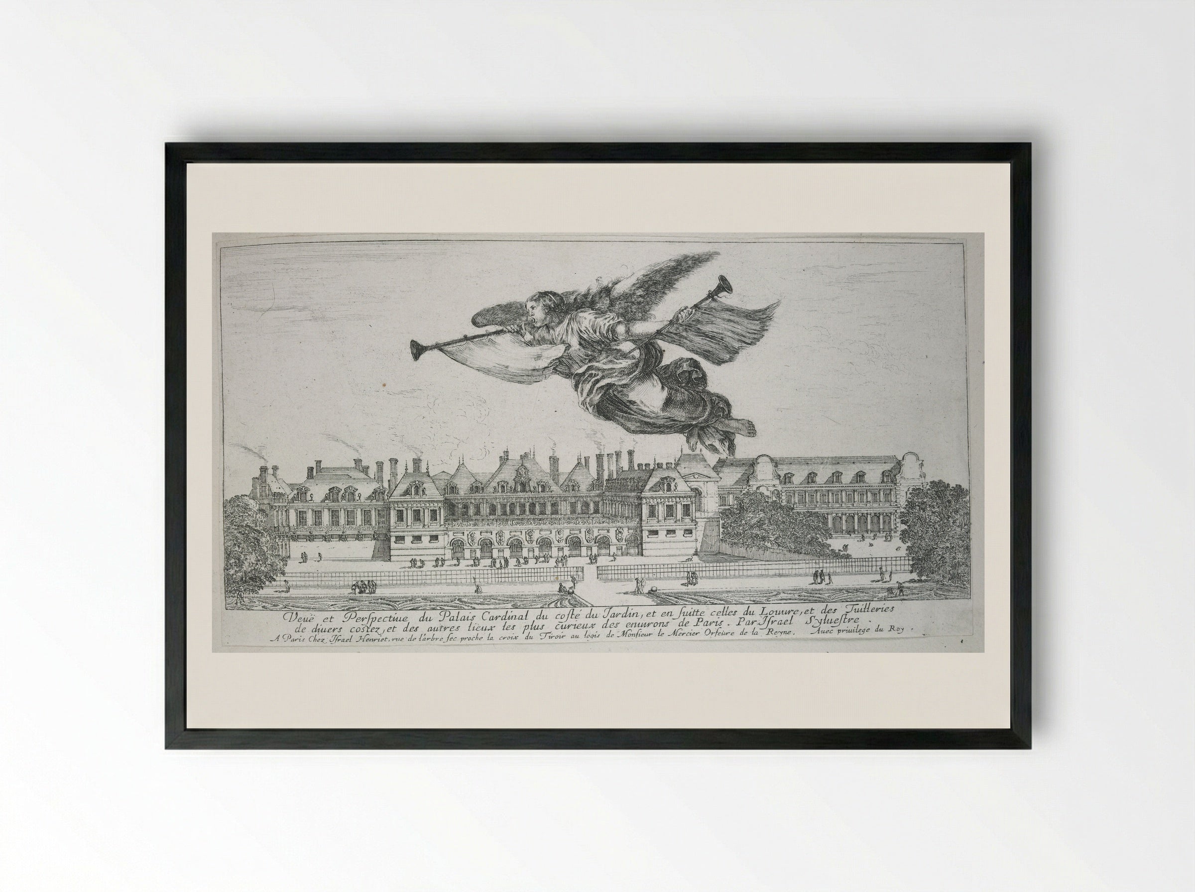 Perspective View of the Louvre and Tuileries - Israël Silvestre - Framed Print Black
