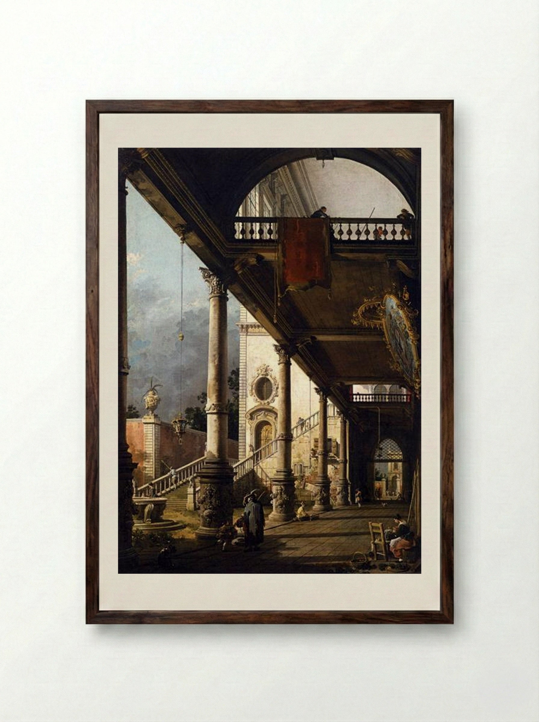Perspective with a Portico - Canaletto - Framed Print Dark Wood