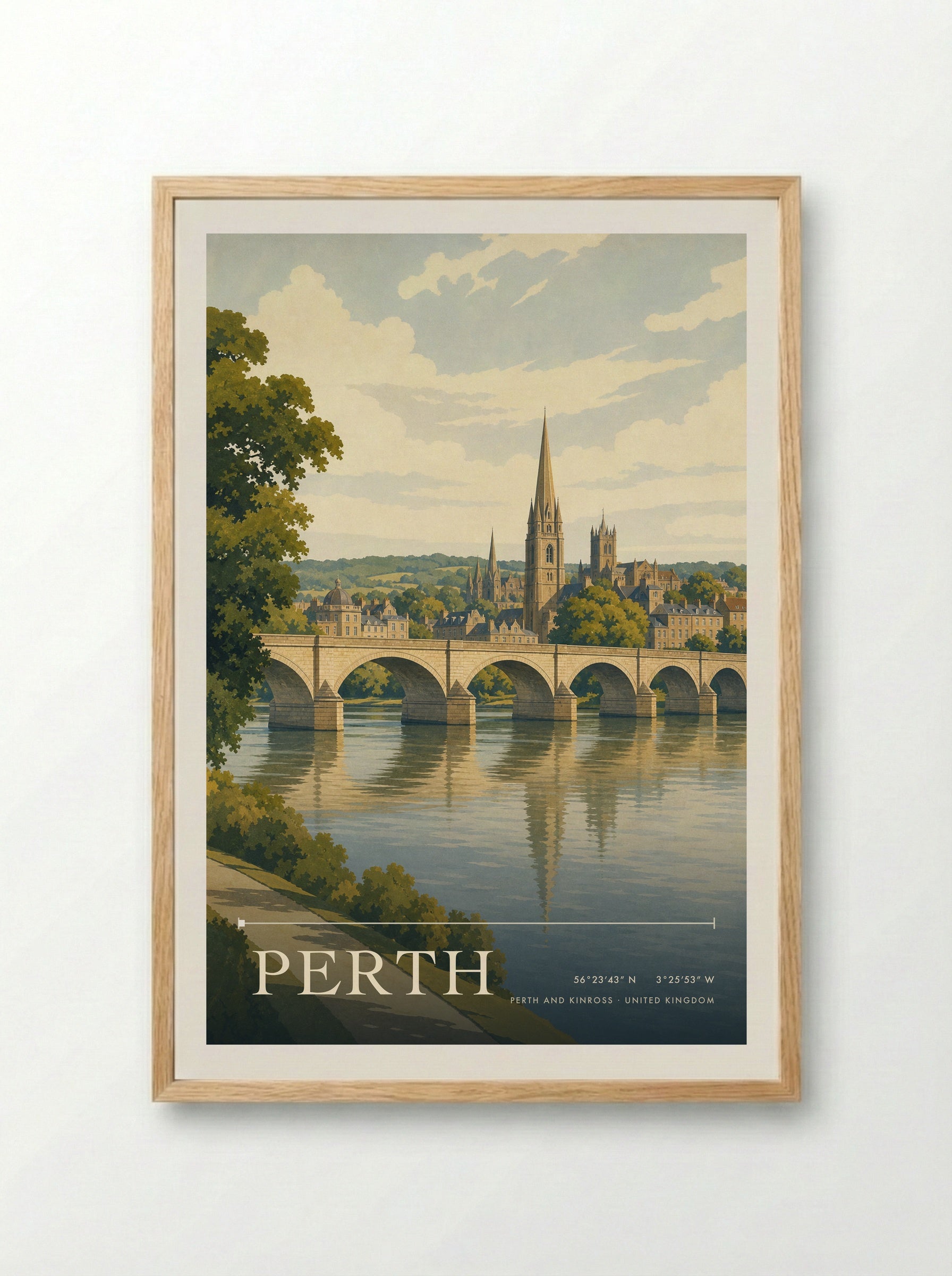 Perth Perth and Kinross United Kingdom Travel Poster - Framed Print Wood