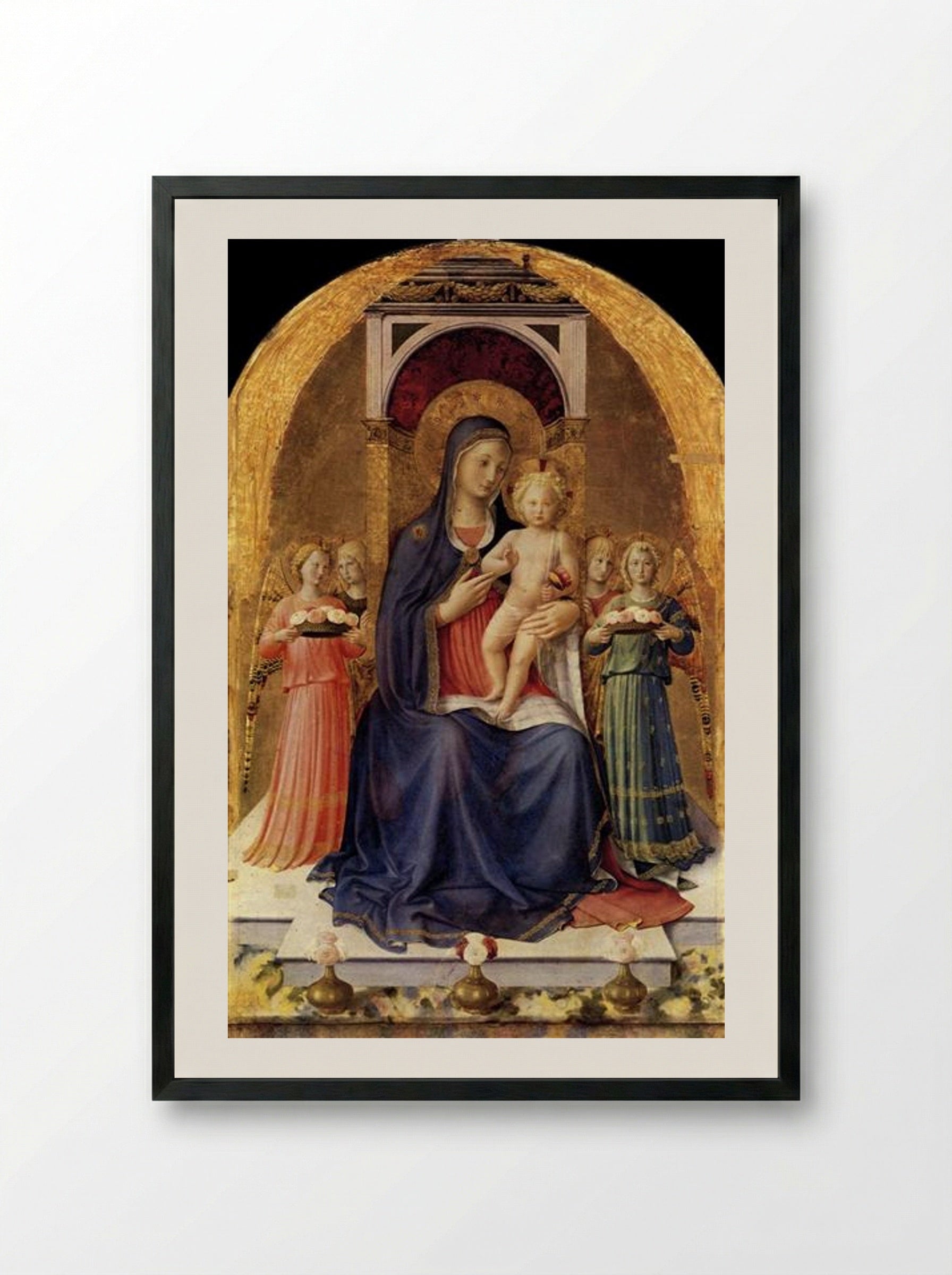 Perugia Altarpiece (central panel) - Fra Angelico - Framed Print Black