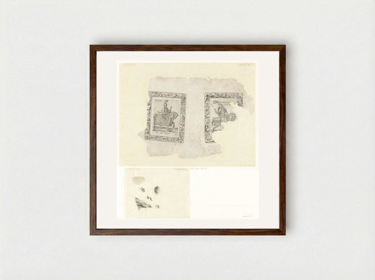 Perzische edelman en ruiter - Abraham de Bruyn - Framed Print Dark Wood