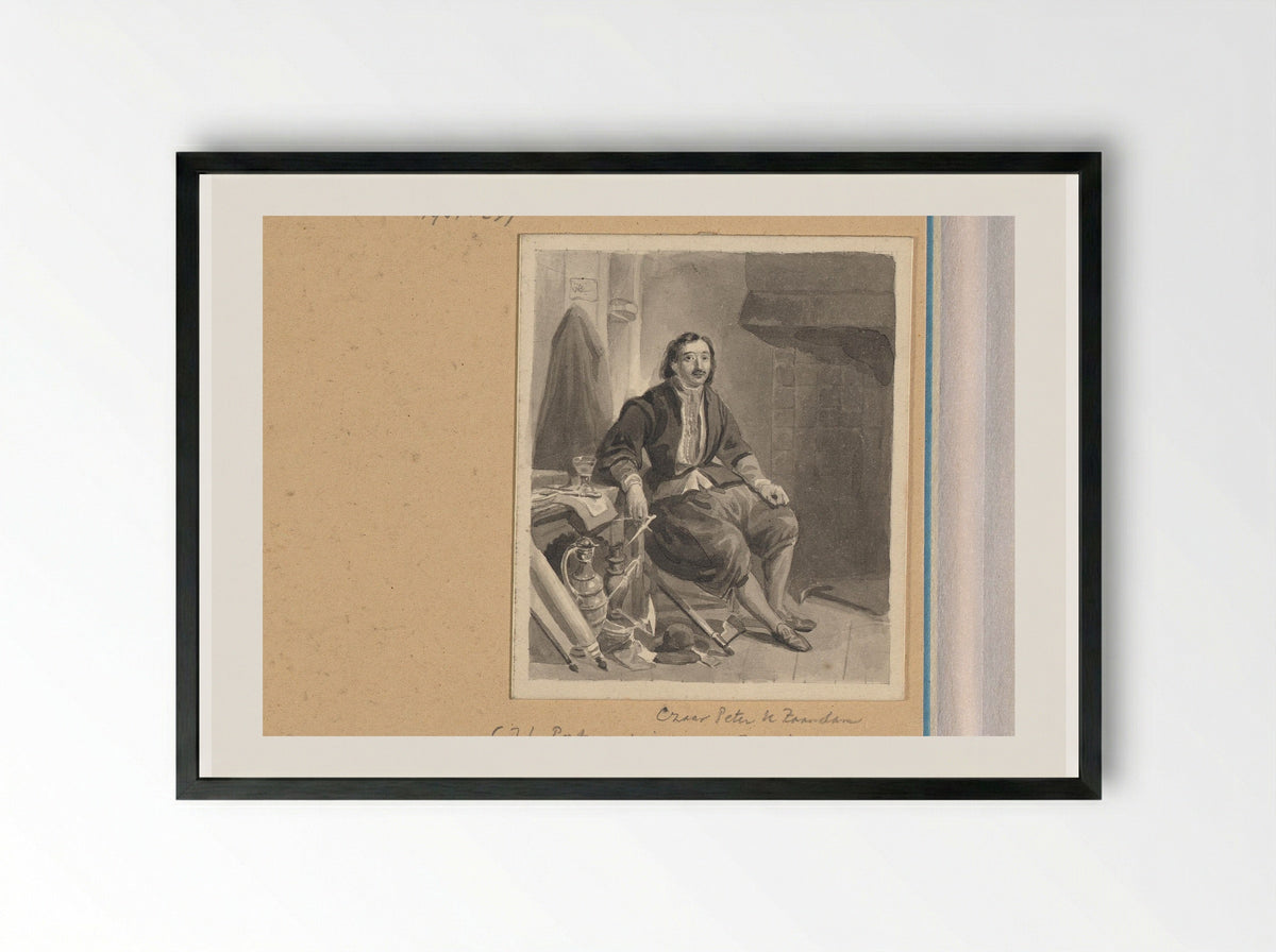 Peter de Grote in zijn huis in Zaandam - Johann Wilhelm Kaiser (I) - Framed Print Black