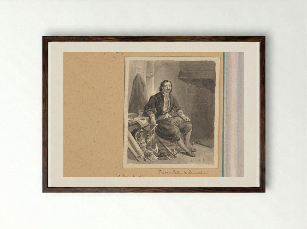 Peter de Grote in zijn huis in Zaandam - Johann Wilhelm Kaiser (I) - Framed Print Dark Wood