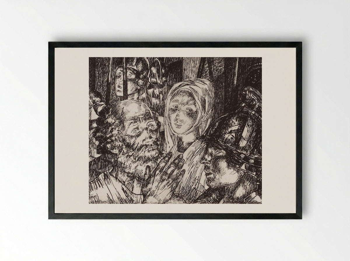 Peter's Denial - Kuzma Petrov-Vodkin - Framed Print Black